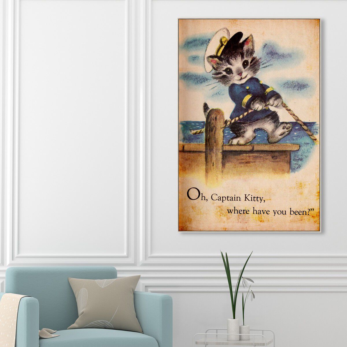【 L出品 】 50×40cm size art Captain Kitty | By Oliver Gal