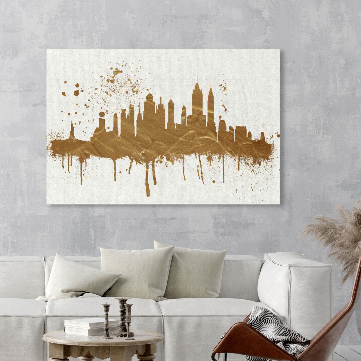 Gold NY Skyline | Cities and Skylines Wall Art by Oliver Gal