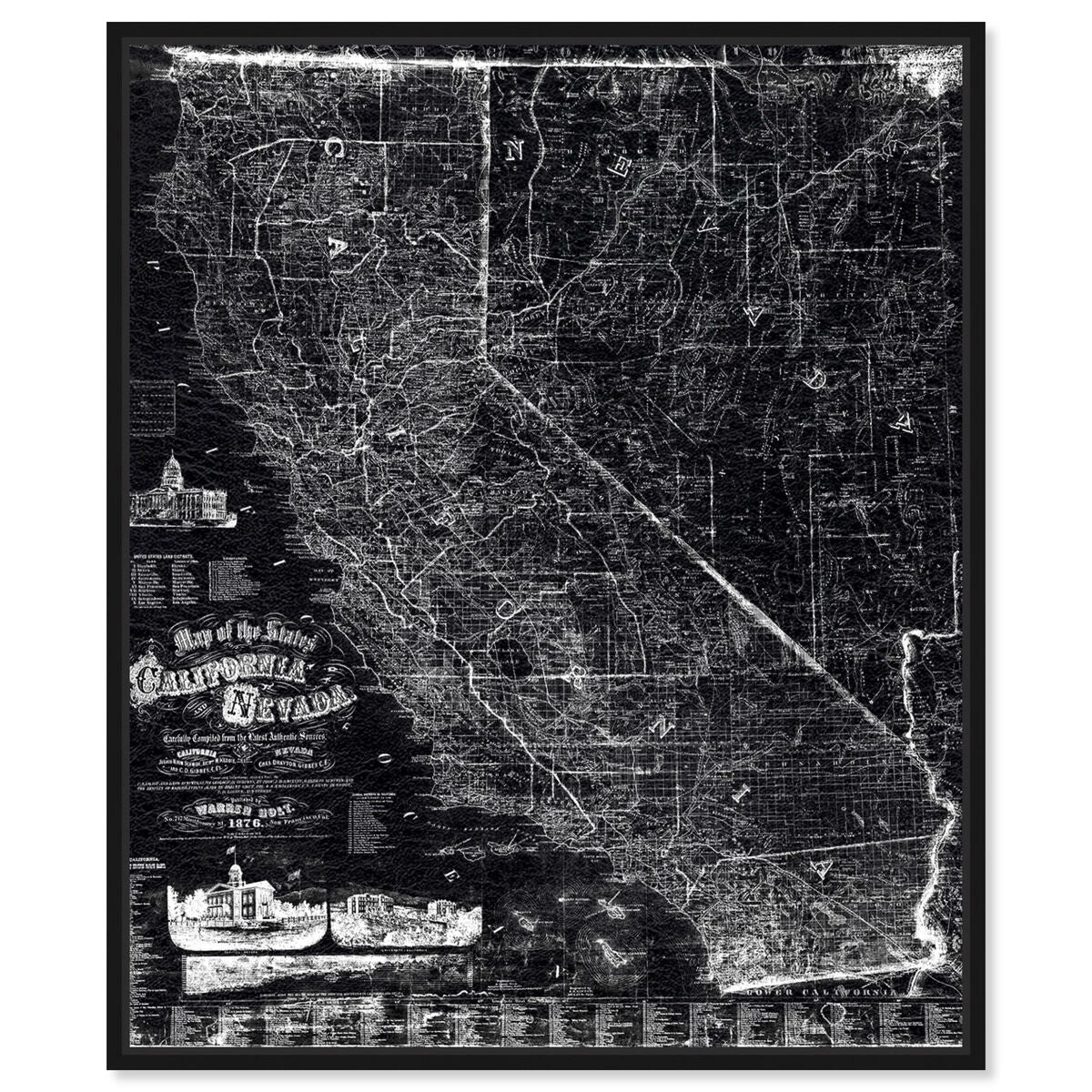 Map of California and Nevada 1876