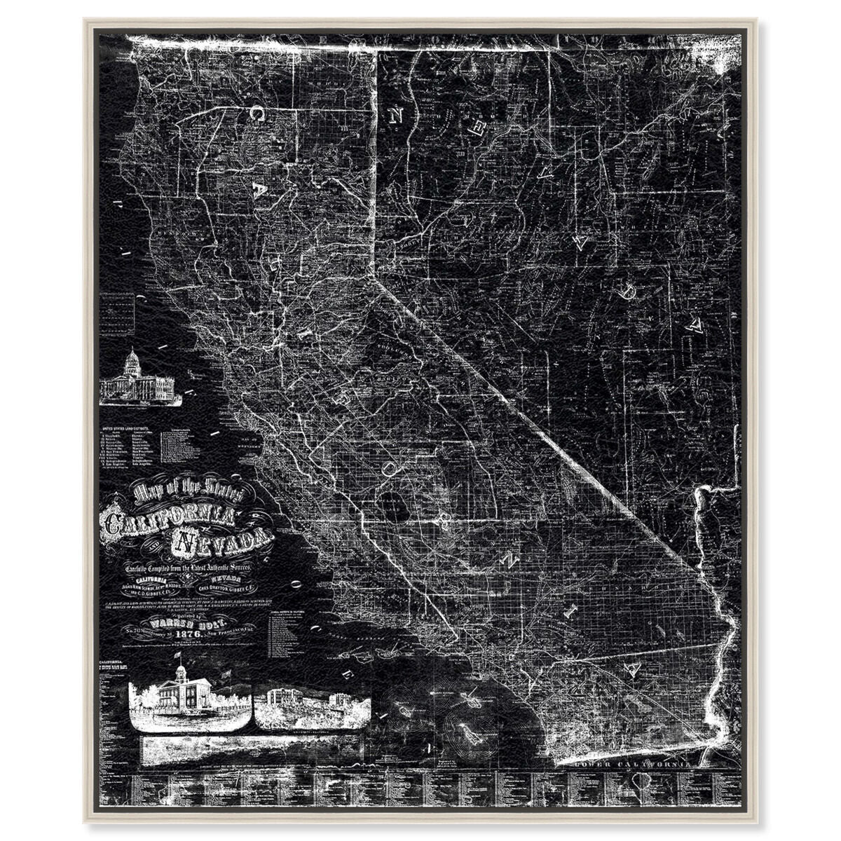 Map of California and Nevada 1876