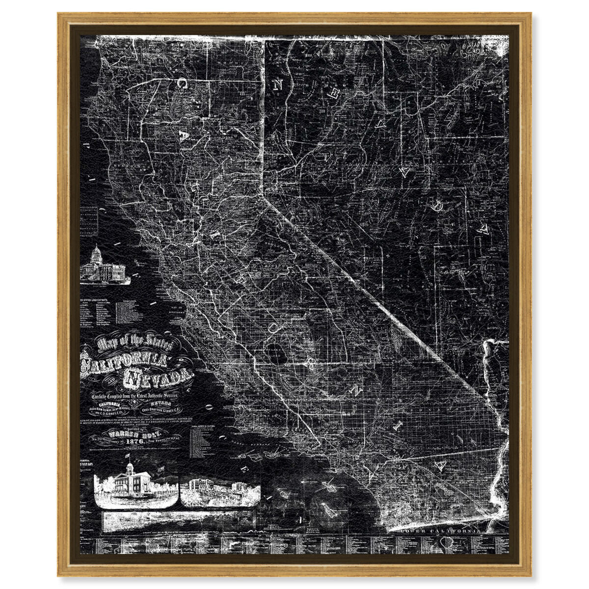 Map of California and Nevada 1876