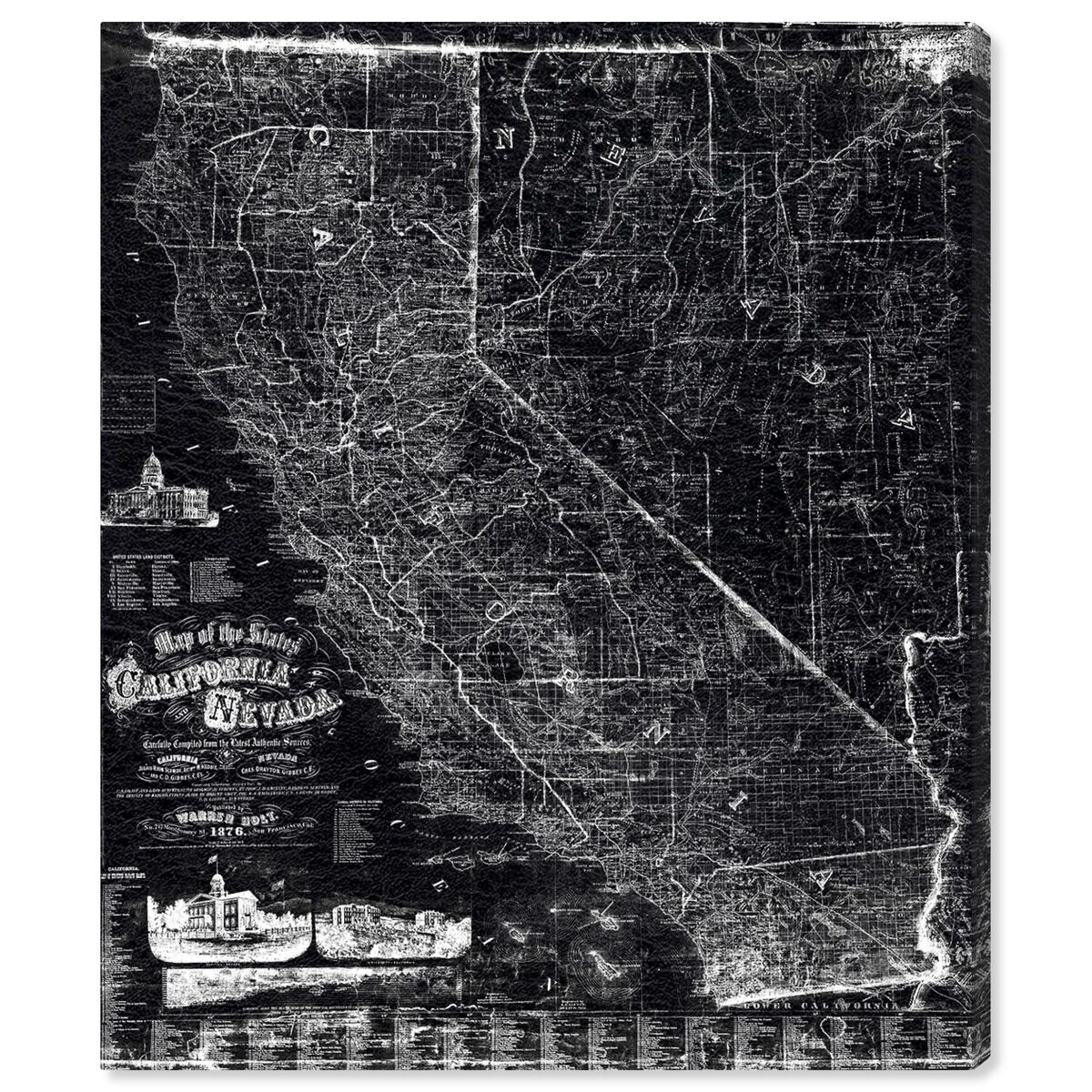Map of California and Nevada 1876