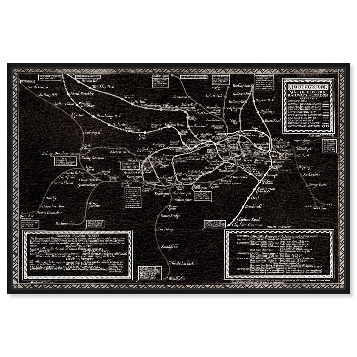 Map of the Electric Railways of London 1921 Map