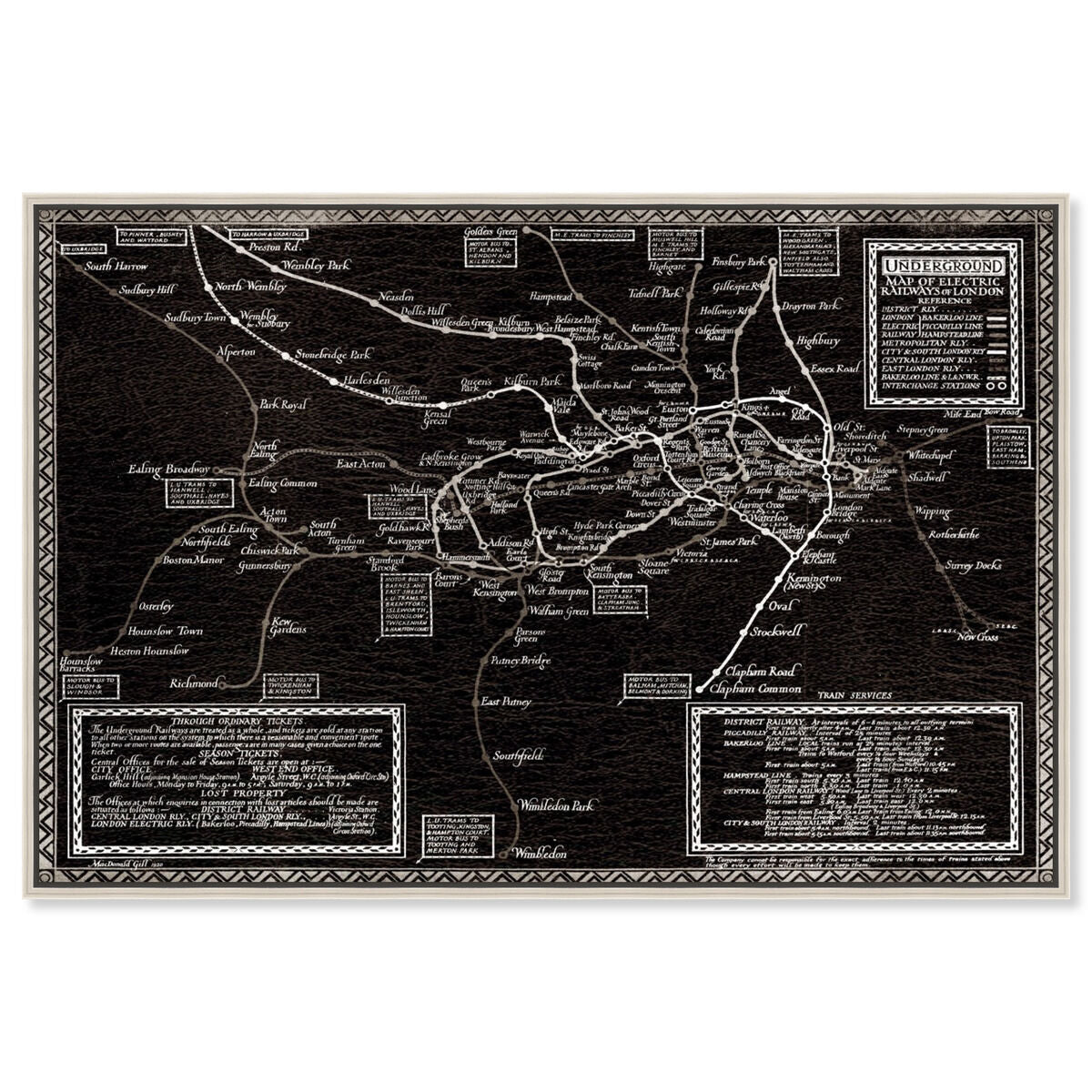 Map of the Electric Railways of London 1921 Map
