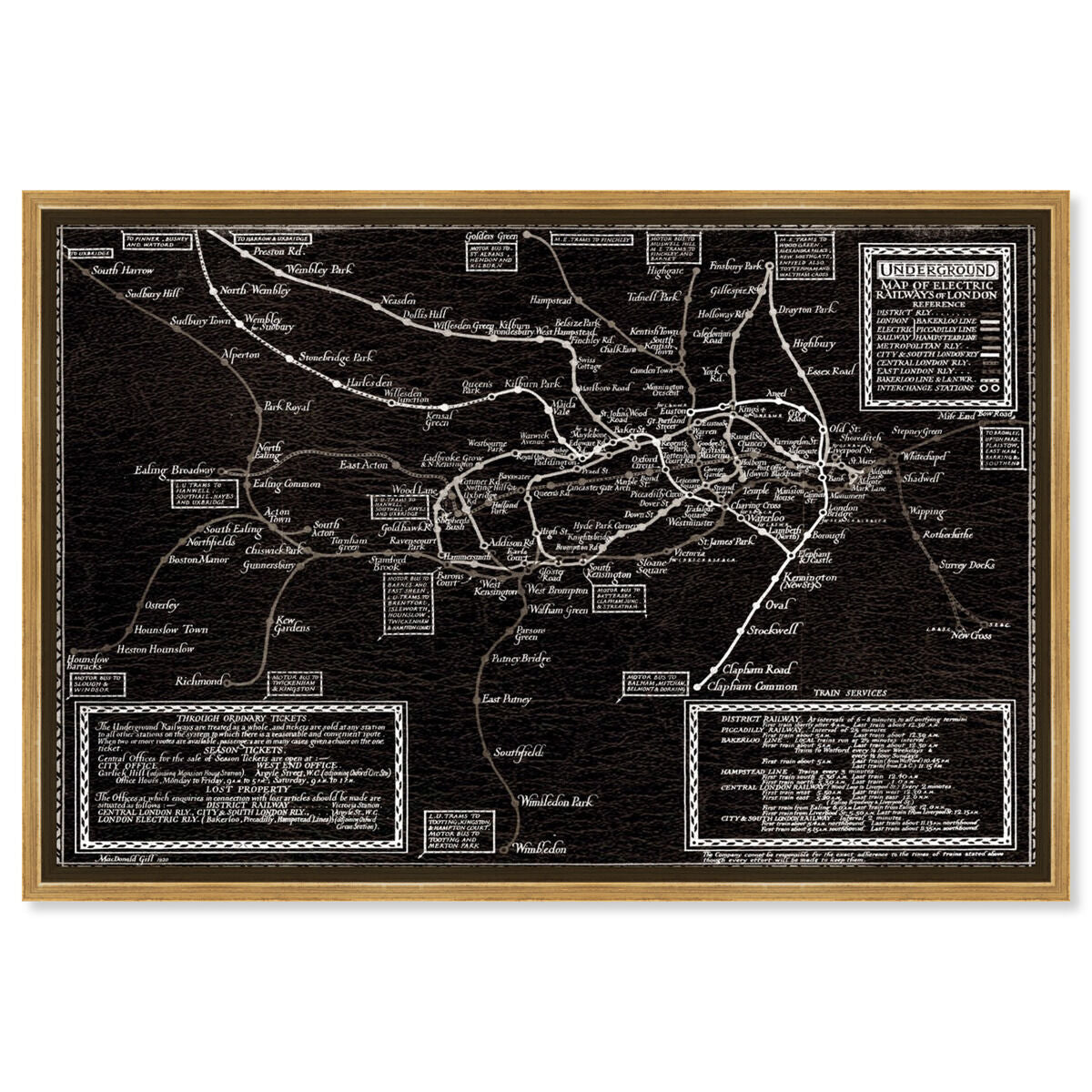 Map of the Electric Railways of London 1921 Map