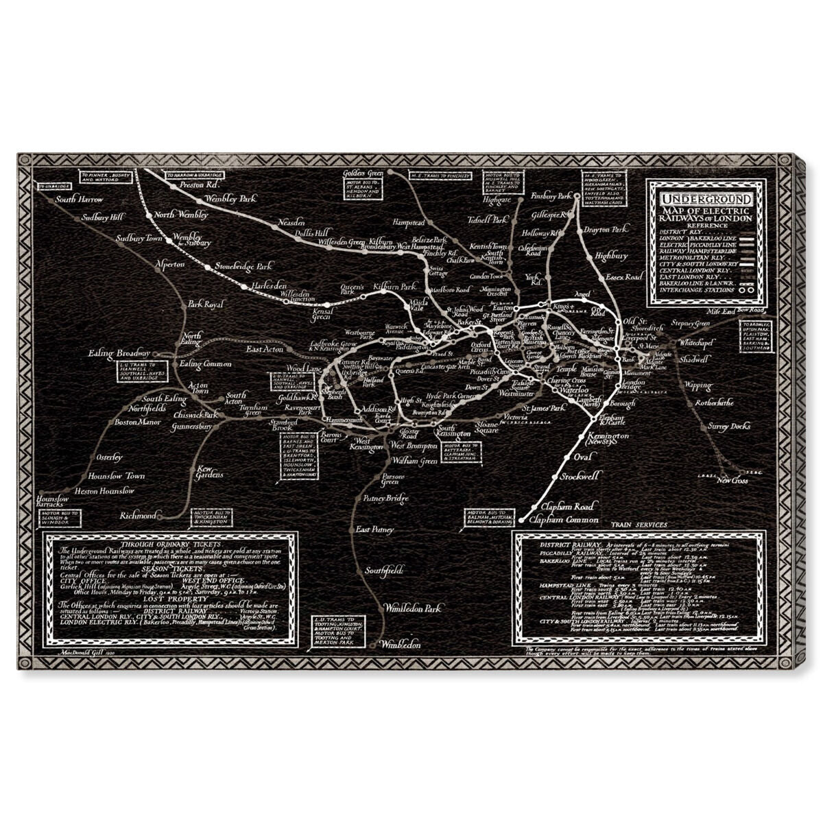 Map of the Electric Railways of London 1921 Map