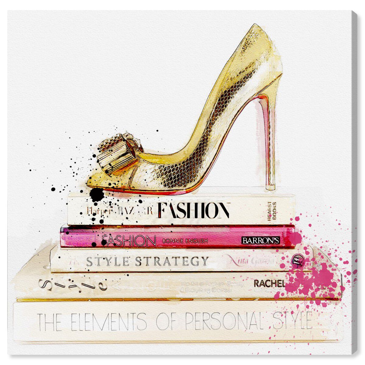 Gold Shoe and Fashion Books | Fashion and Glam Wall Art by Oliver Gal