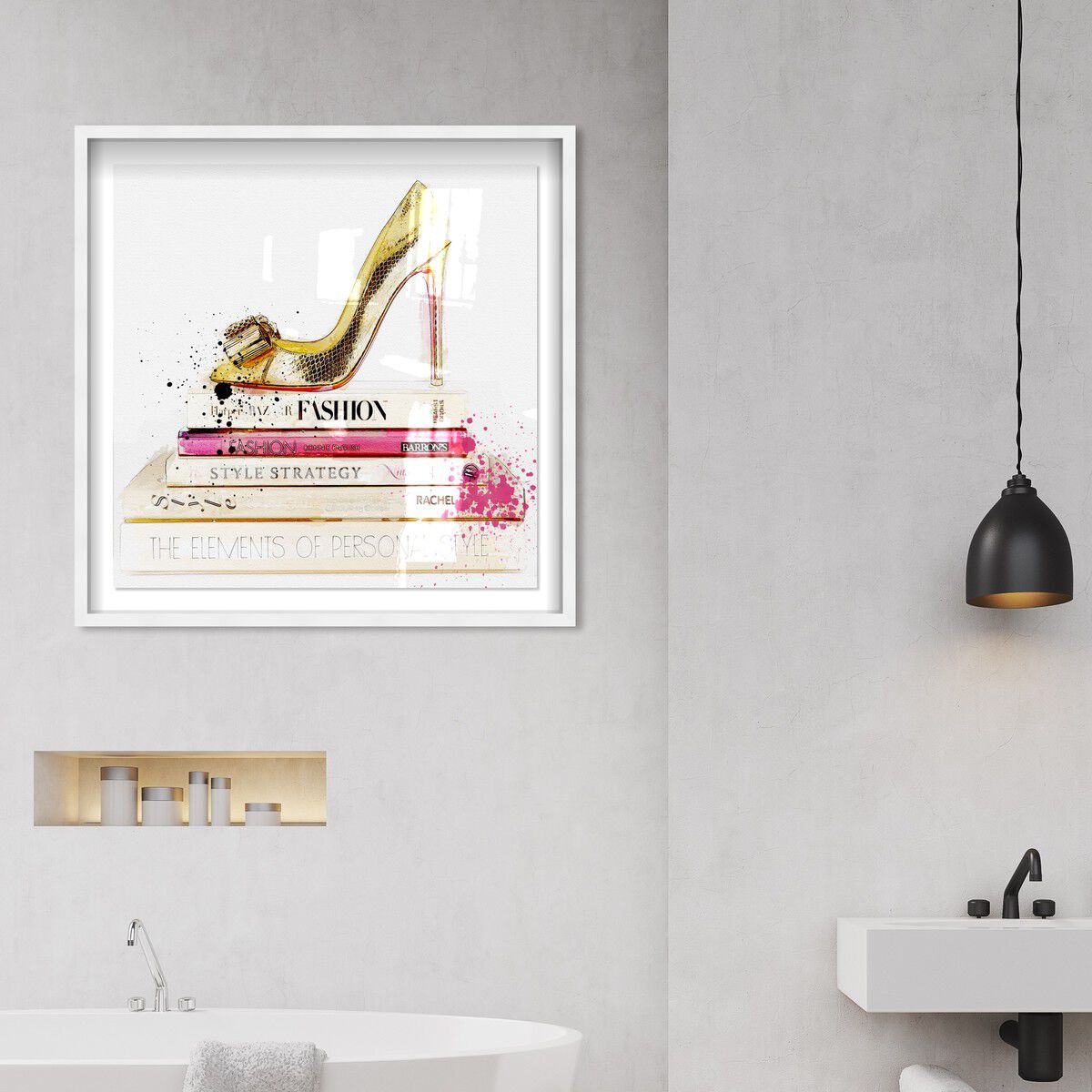 絵画 Oliver Gal GOLD SHOE AND FASHION BOOKS Gold Shoe and Fashion Books | Fashion and Glam Wall Art by Oliver Gal