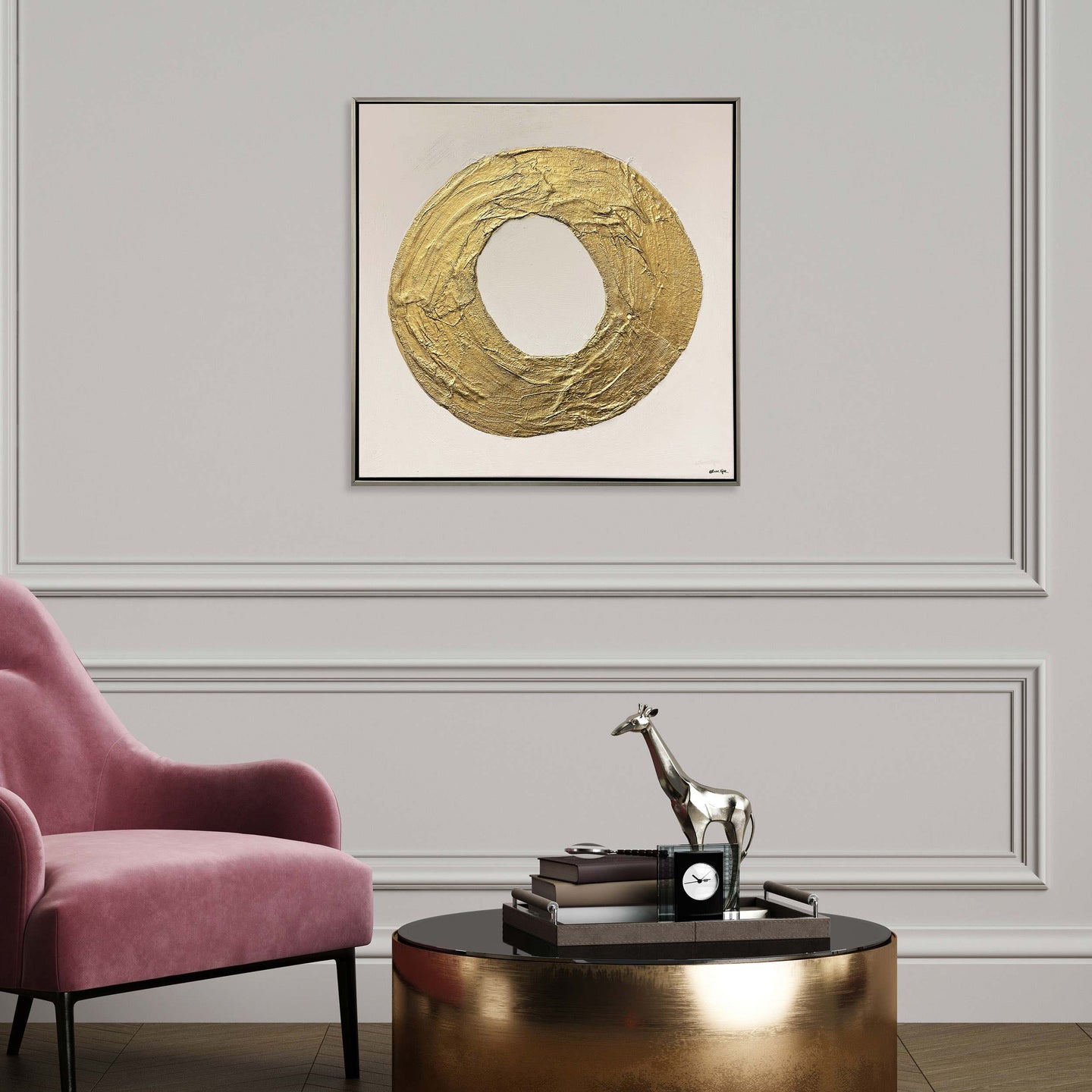 O of XO- With Hand-laid Plaster and Acrylic Paint