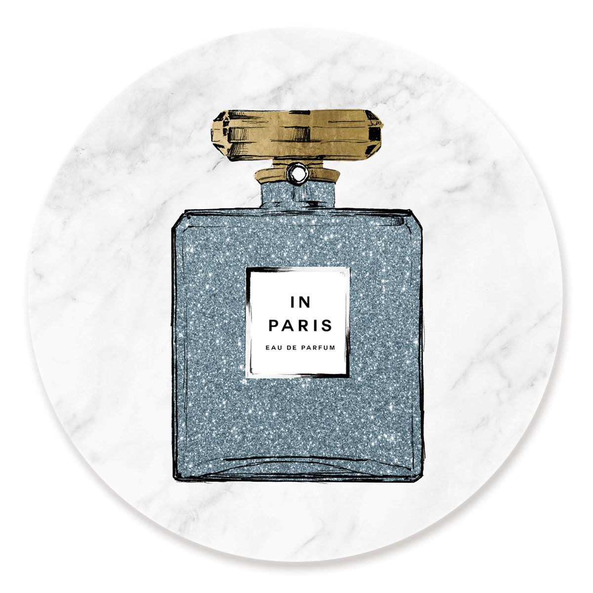 Paris Blue Perfume Marble Circle