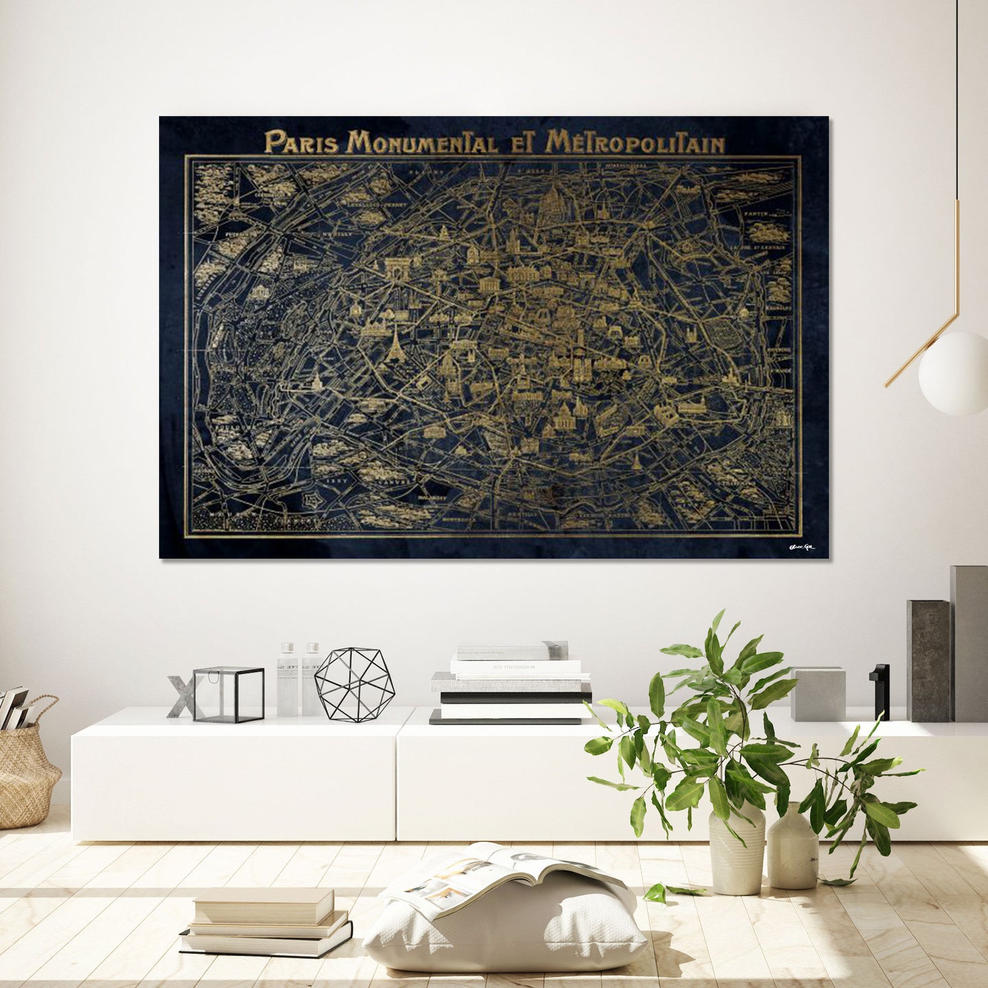 Navy Gold Paris Map - Acrylic panel