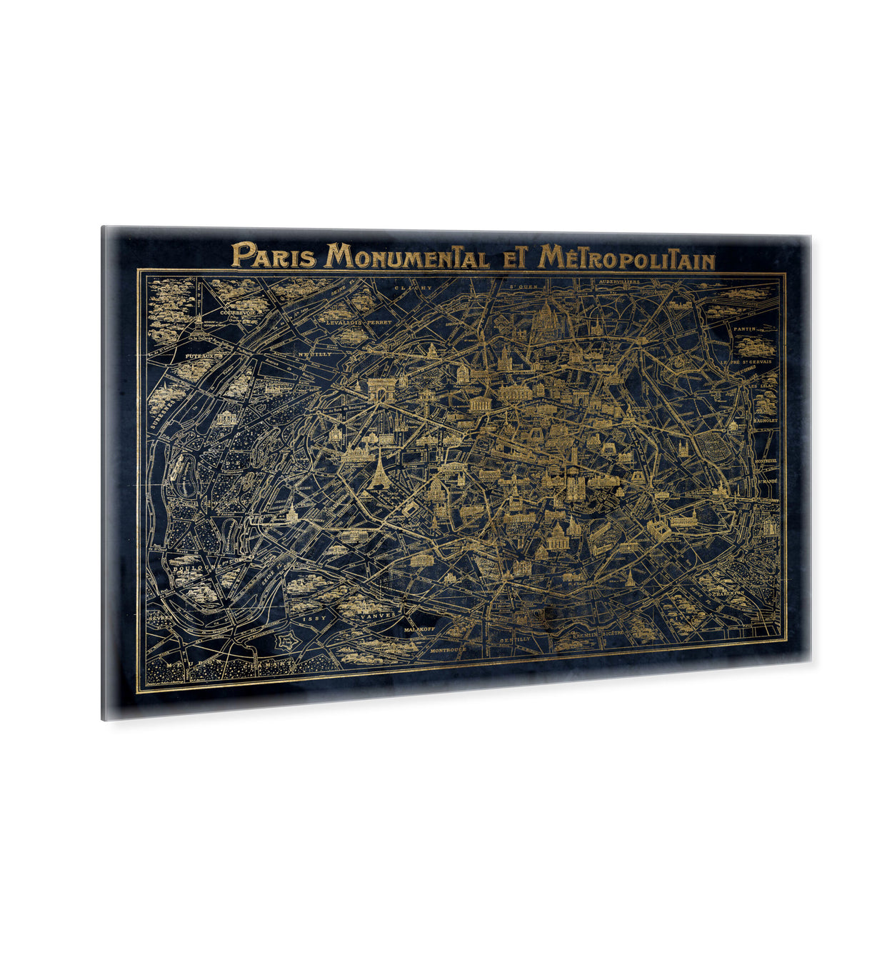 Navy Gold Paris Map - Acrylic panel