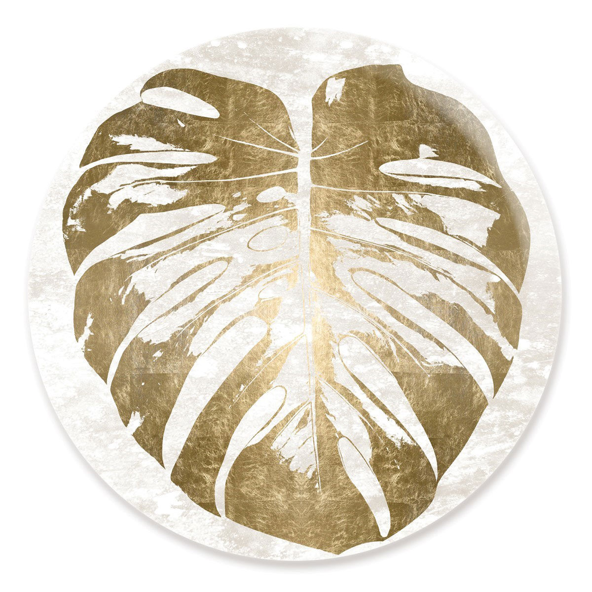 Monstera Leaf Gold Round | By Oliver Gal