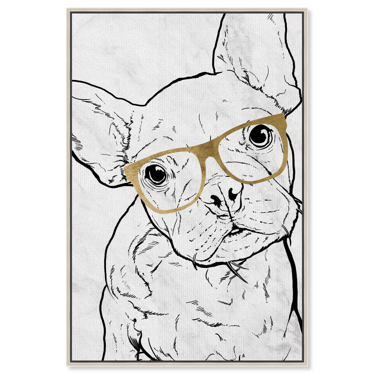 Frenchie with Gold Glasses | Animals Wall Art by Oliver Gal