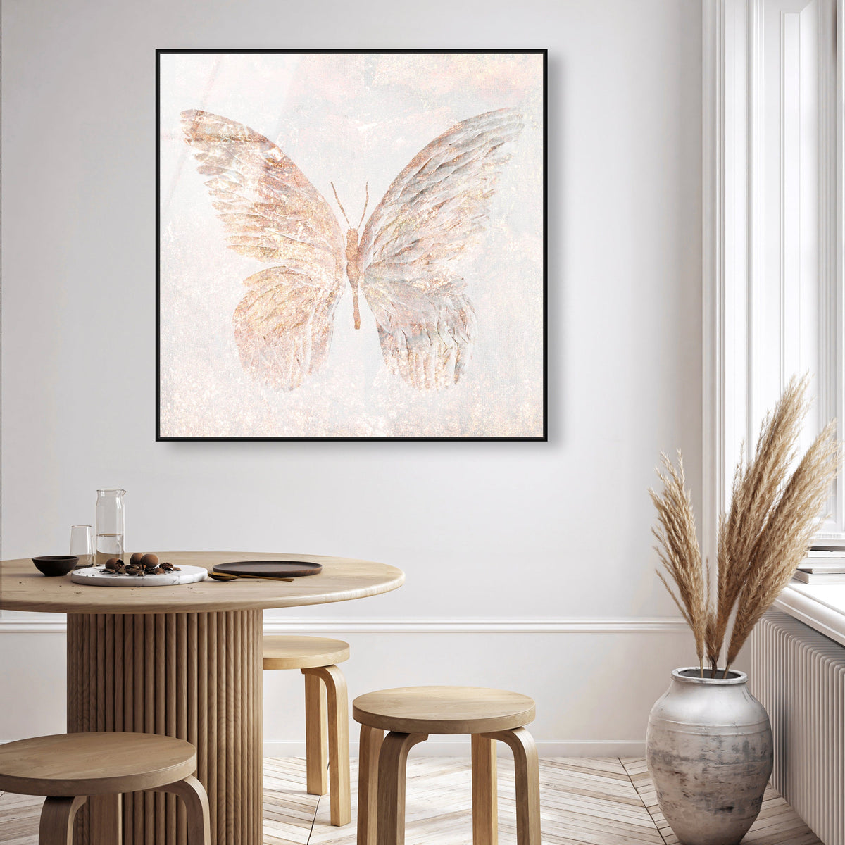 Golden Butterfly Glimmer | Animals Wall Art by Oliver Gal