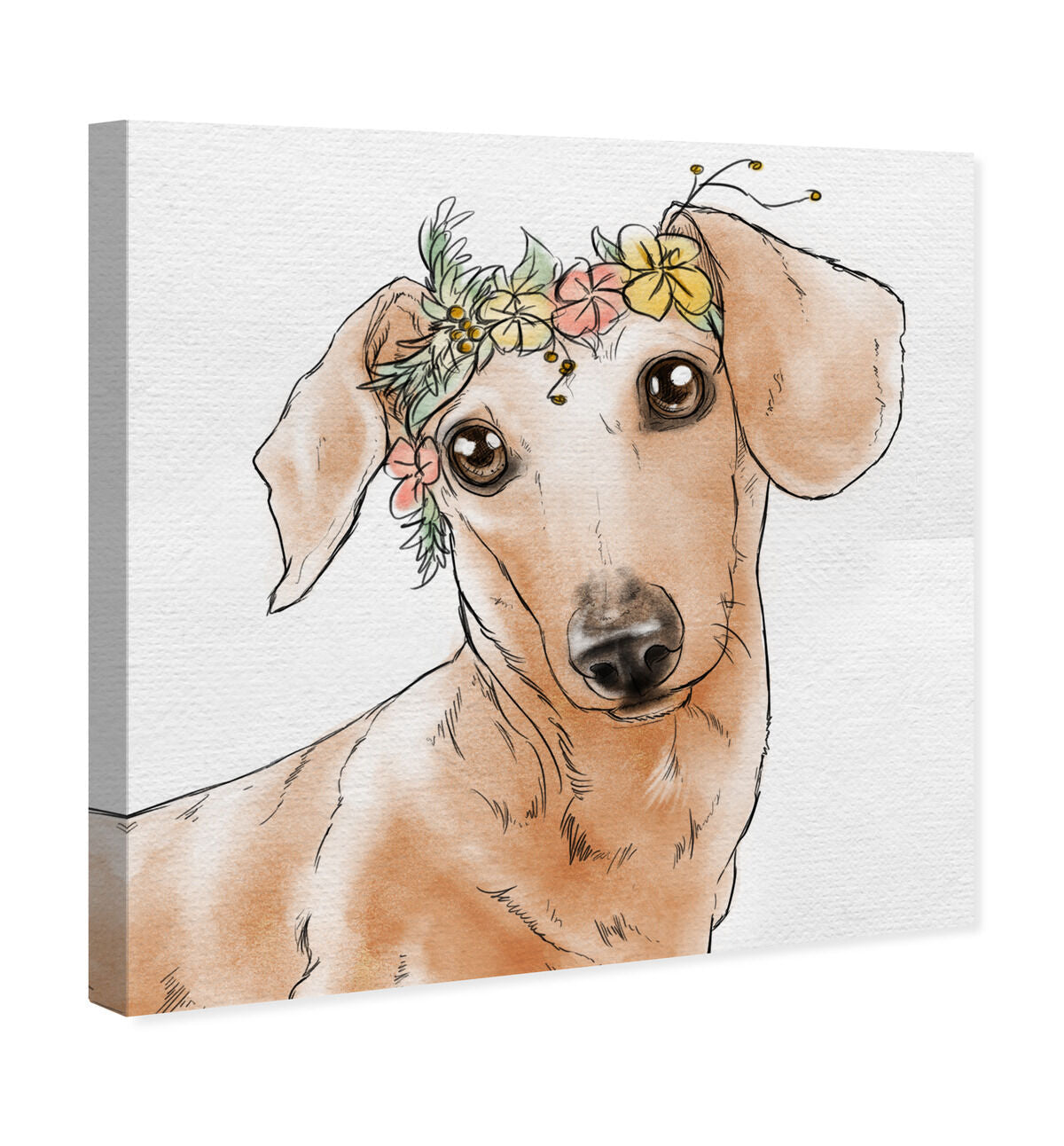 Floral Crown Dachshund | By Oliver Gal