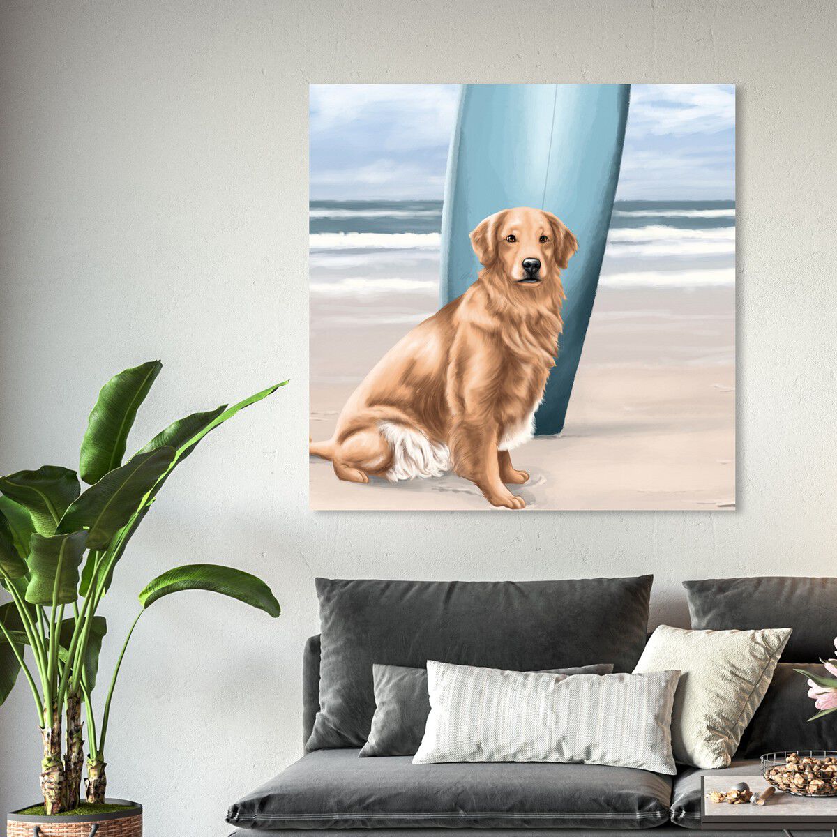 Surfer Golden Retriever | By Oliver Gal