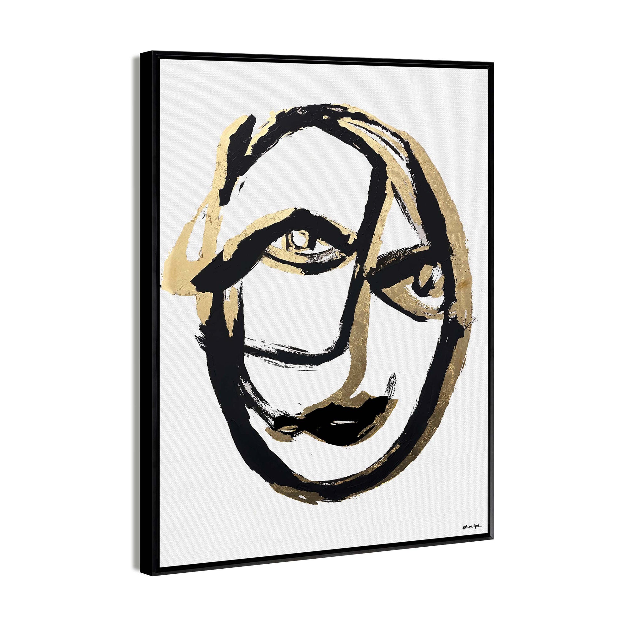 Minimalist Portrait- With Hand-Applied Acrylic Paint and Gold Leaf