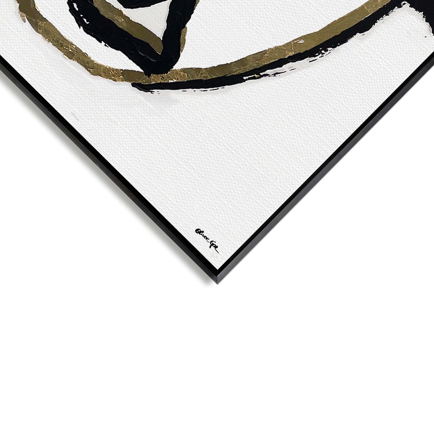 Minimalist Portrait Abstract II- With Hand-Applied Acrylic Paint and Gold Leaf