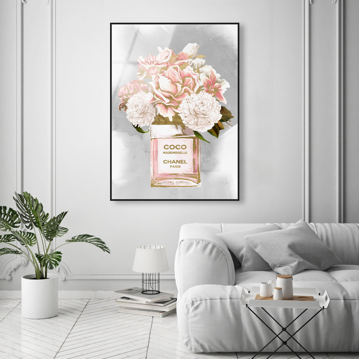 Floral Perfume Peonies Tall | Fashion and Glam Wall Art by Oliver Gal