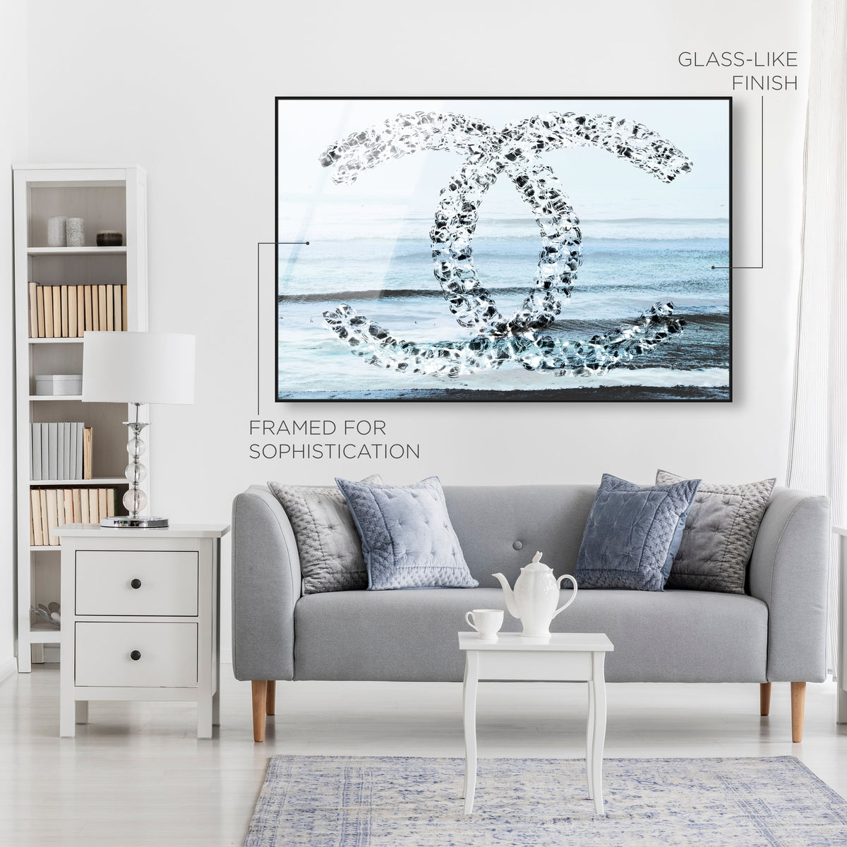 Coco Beach Grey Blue | Fashion Wall Art | Oliver Gal