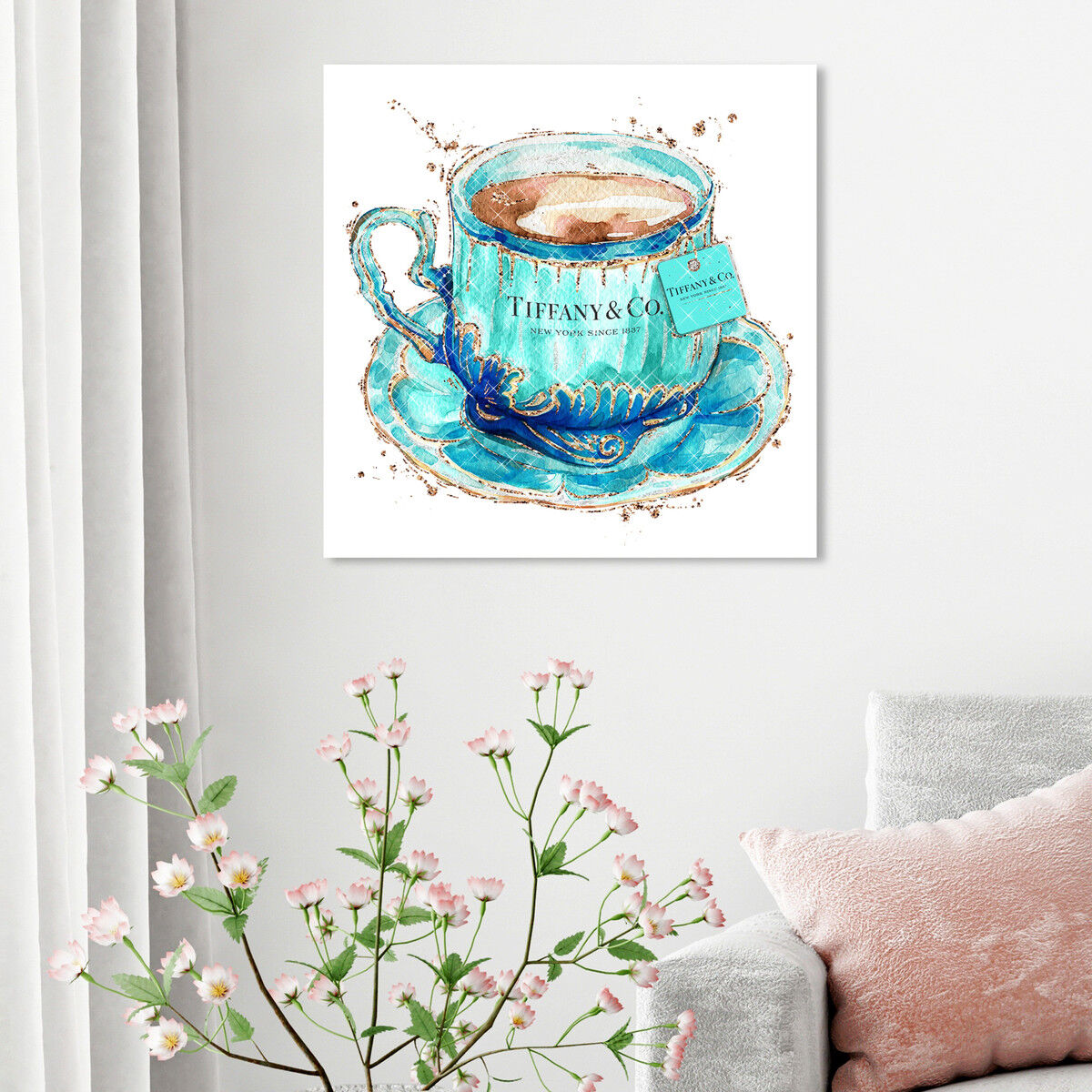 Oliver Gal Orange Caramel Tea Cup キャンバス Aqua Tea Cup | Wall Art by Oliver Gal