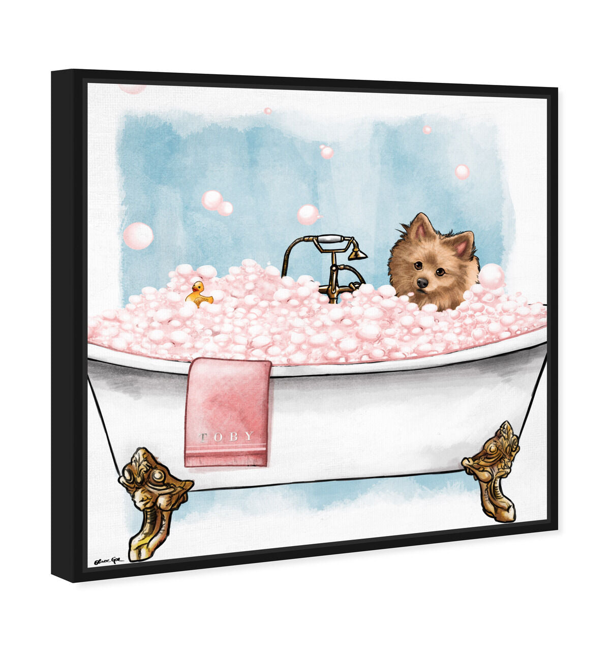 Oliver Gal O70-1 Pets In The Tub DOG & バ Custom Pet in Bathtub Portrait | Oliver Gal Wall Art