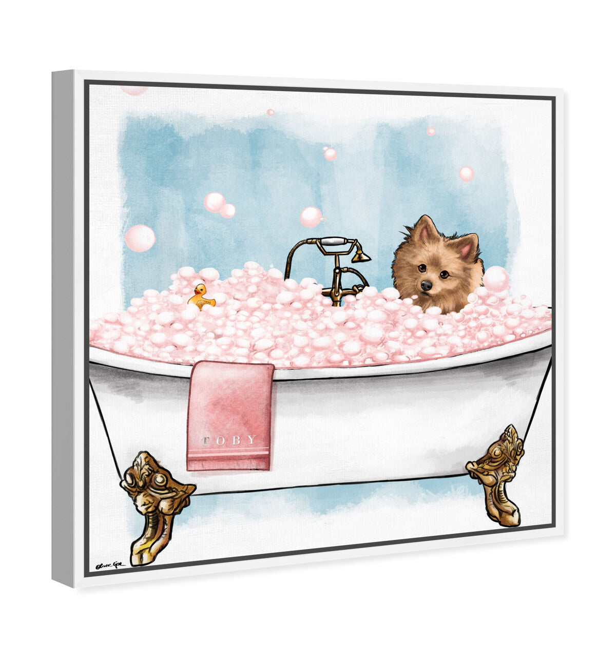 Oliver Gal O70-4 Pets In The Tub DOG & バ Custom Pet in Bathtub Portrait | Oliver Gal Wall Art