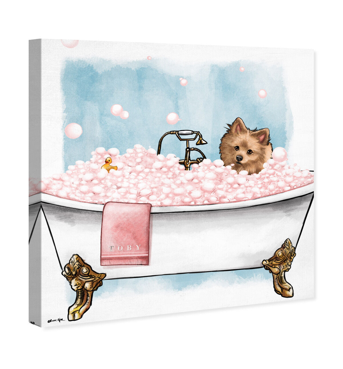 【新品 】オリバーガル Frenchies In The Tub Custom Pet in Bathtub Portrait | Oliver Gal Wall Art