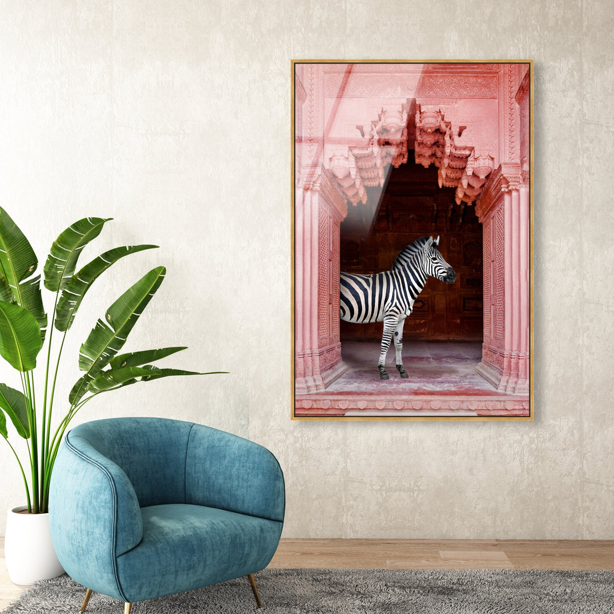 Zebras Apartment is Coral Pink| Animal Wall Art | Oliver Gal