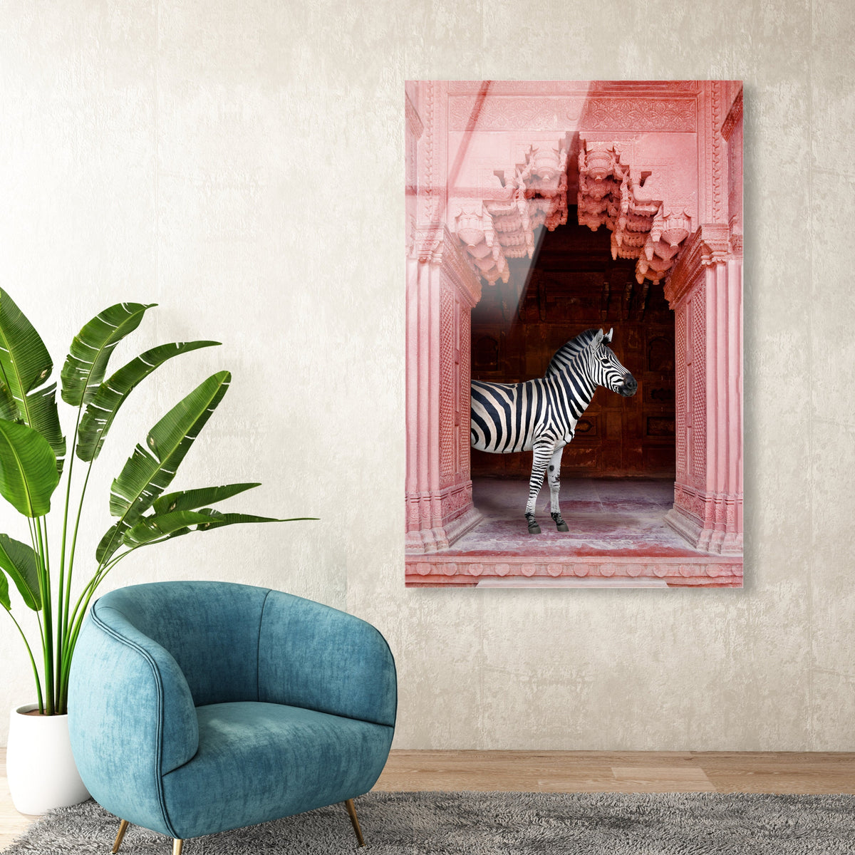 Zebras Apartment is Coral Pink| Animal Wall Art | Oliver Gal