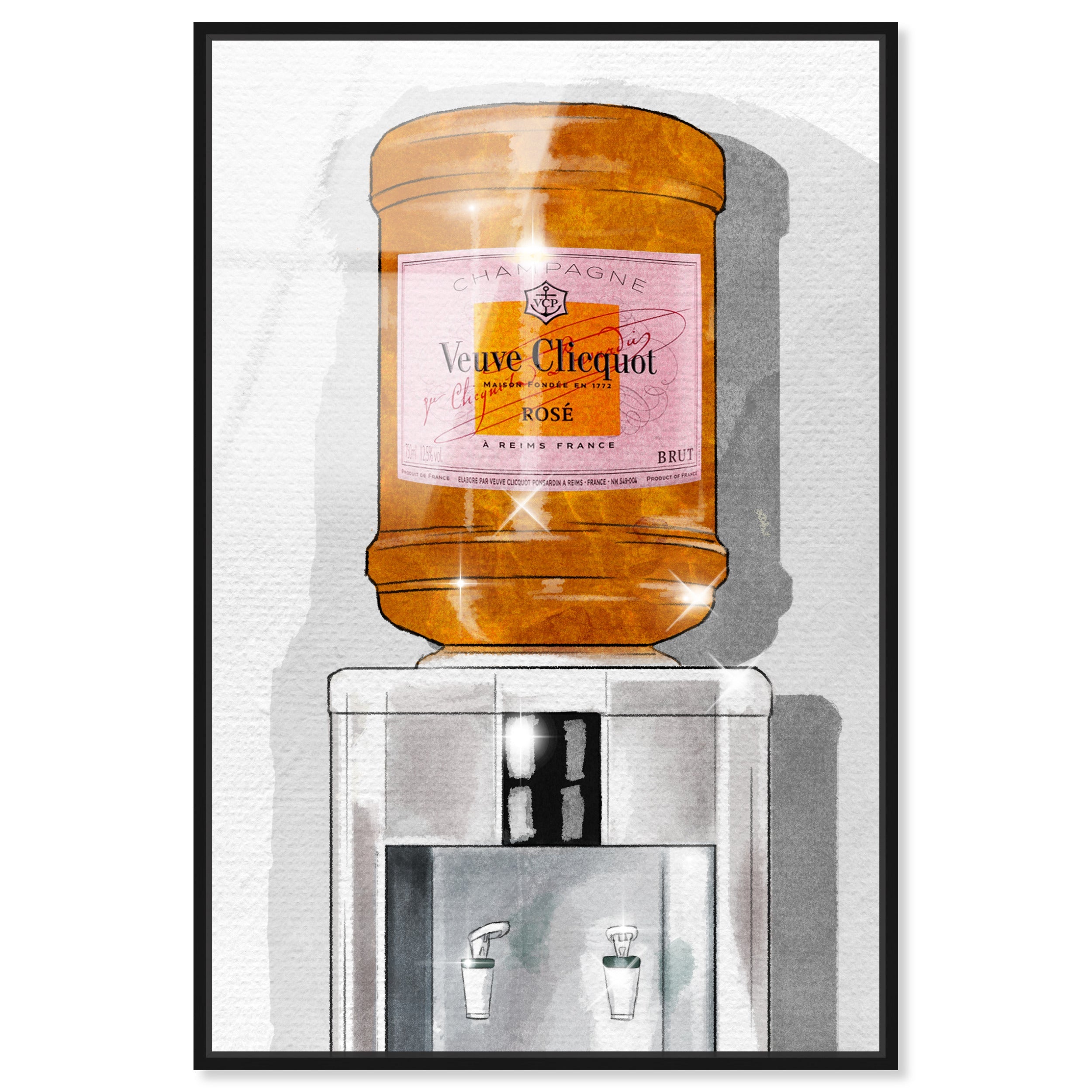 Parisian Orange Champagne Watercooler Wall Art | Oliver Gal