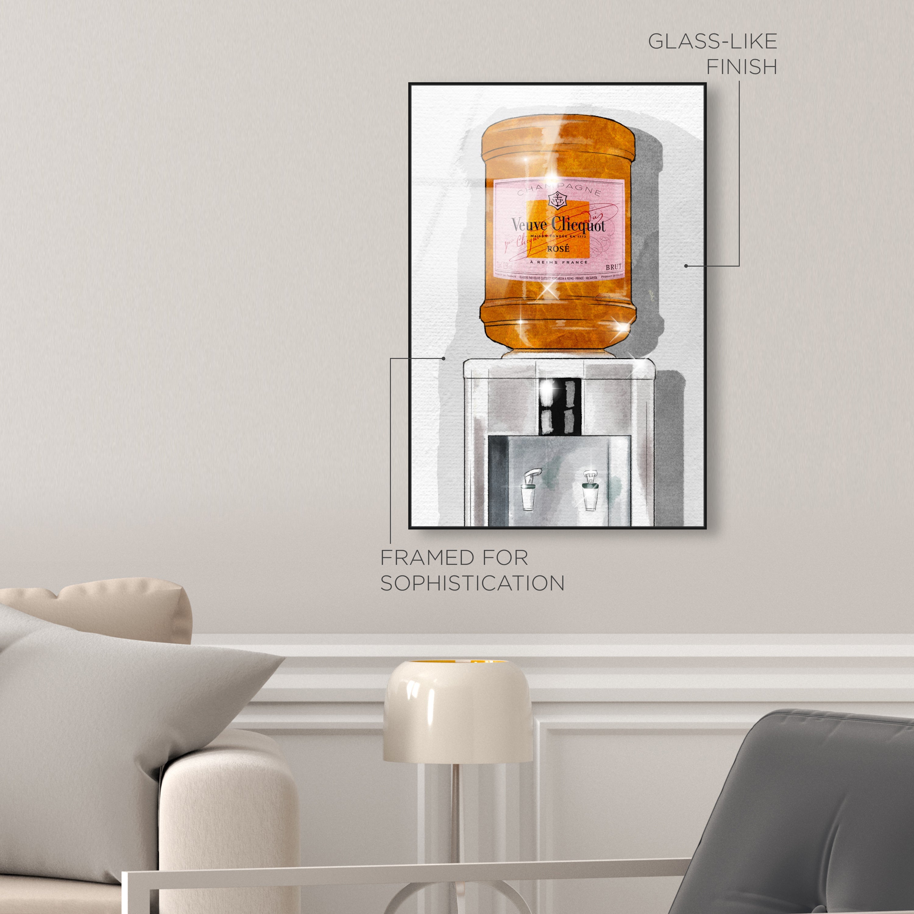Parisian Orange Champagne Watercooler Wall Art | Oliver Gal