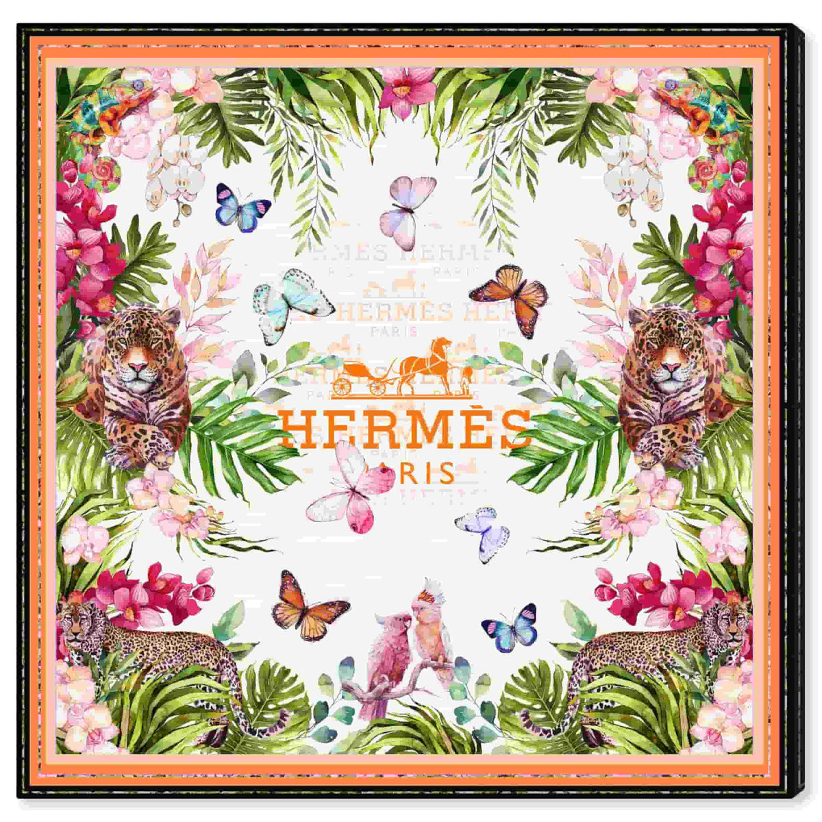 Oliver Gal オリバーガル キャンバスアート　HERMES エルメス Oliver Gal White Framed Canvas Fashion Wall Pop Art Hermes