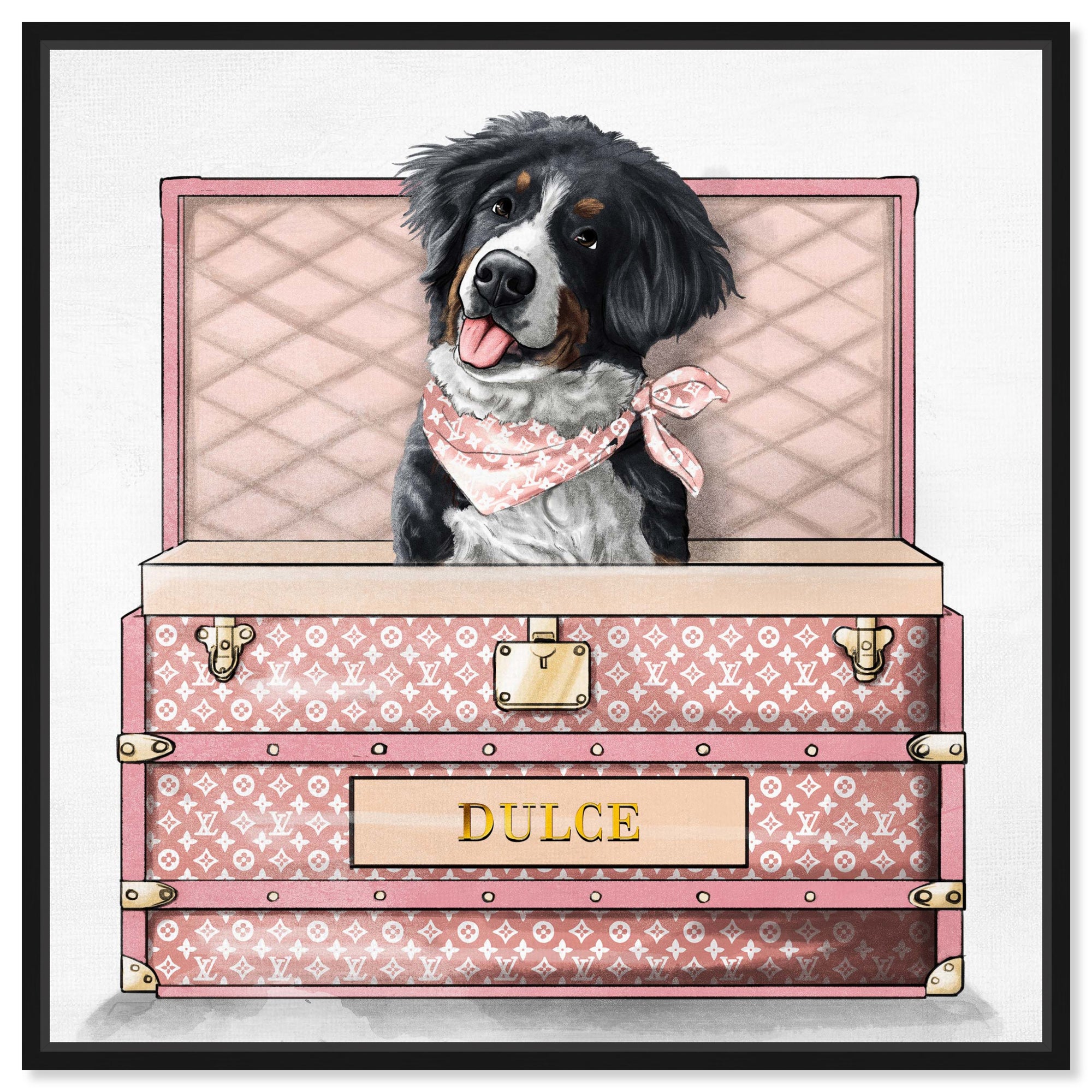 Pink Luxury Trunk - Custom Pet Portrait