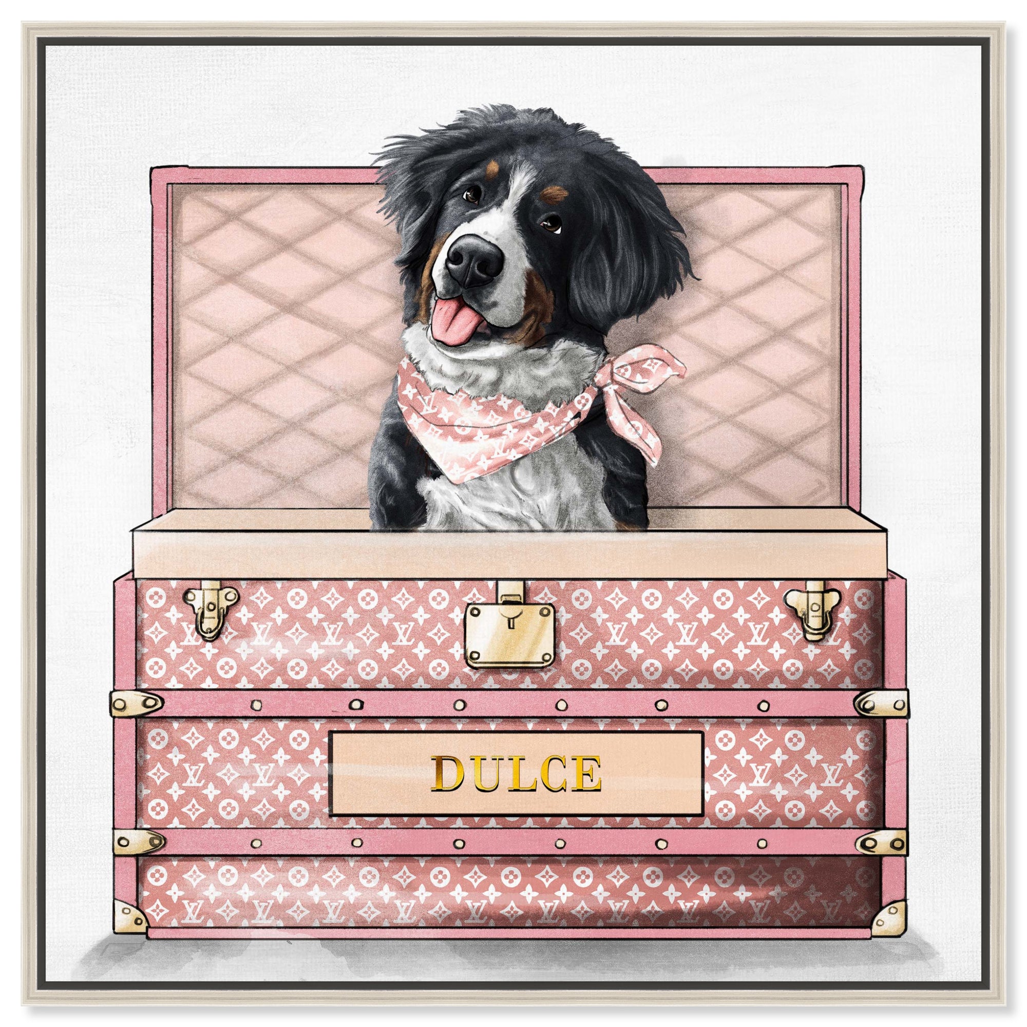 Pink Luxury Trunk - Custom Pet Portrait