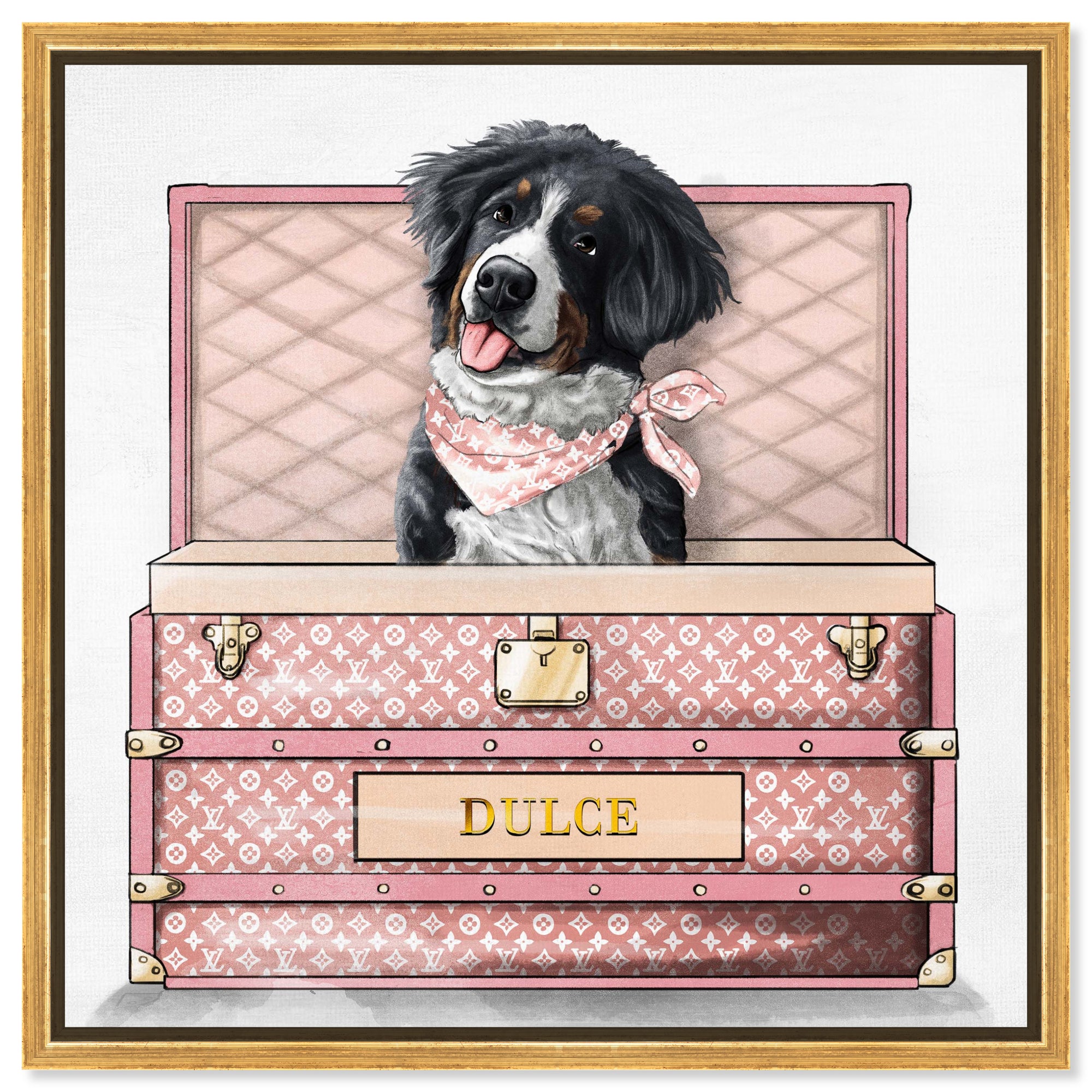 Pink Luxury Trunk - Custom Pet Portrait
