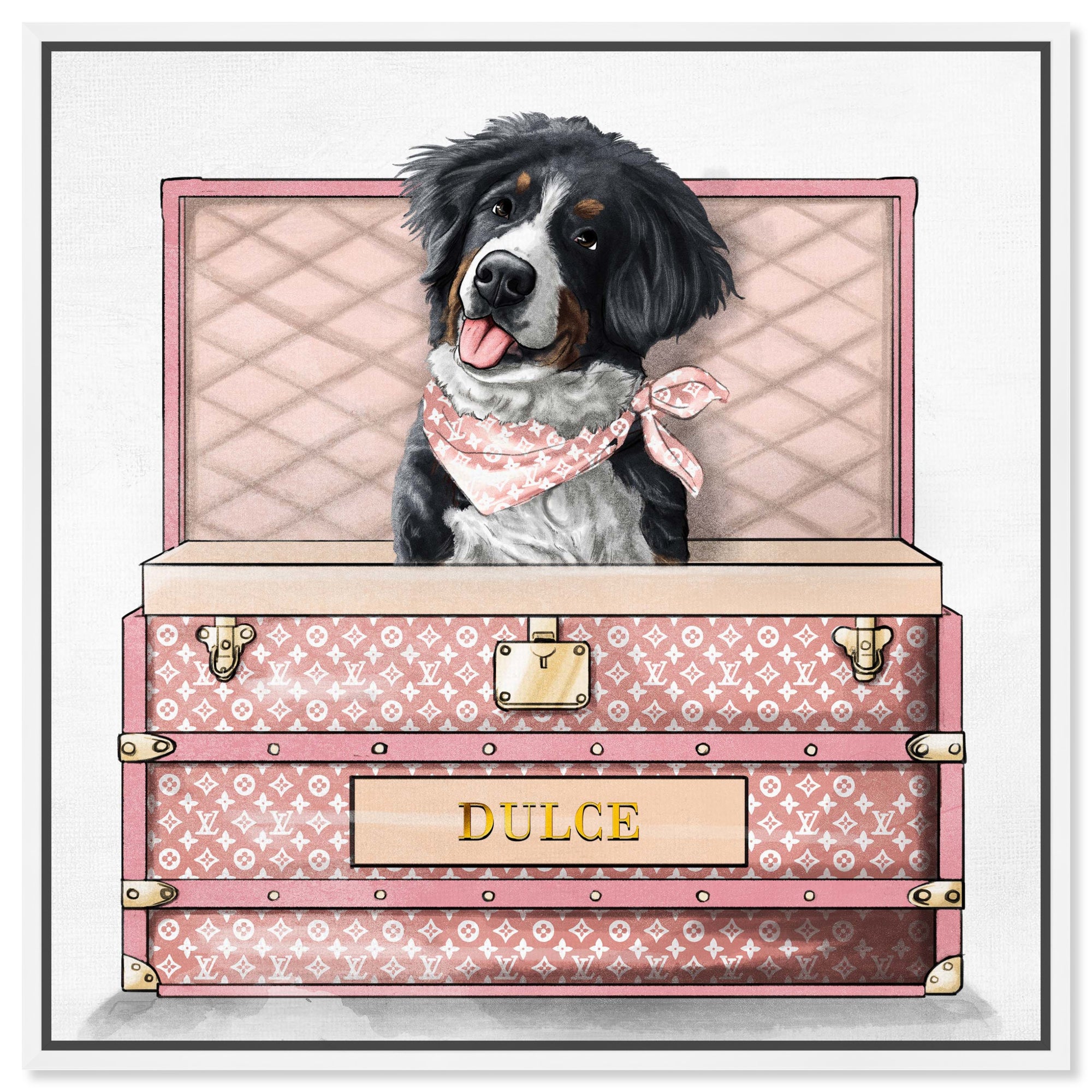 Pink Luxury Trunk - Custom Pet Portrait