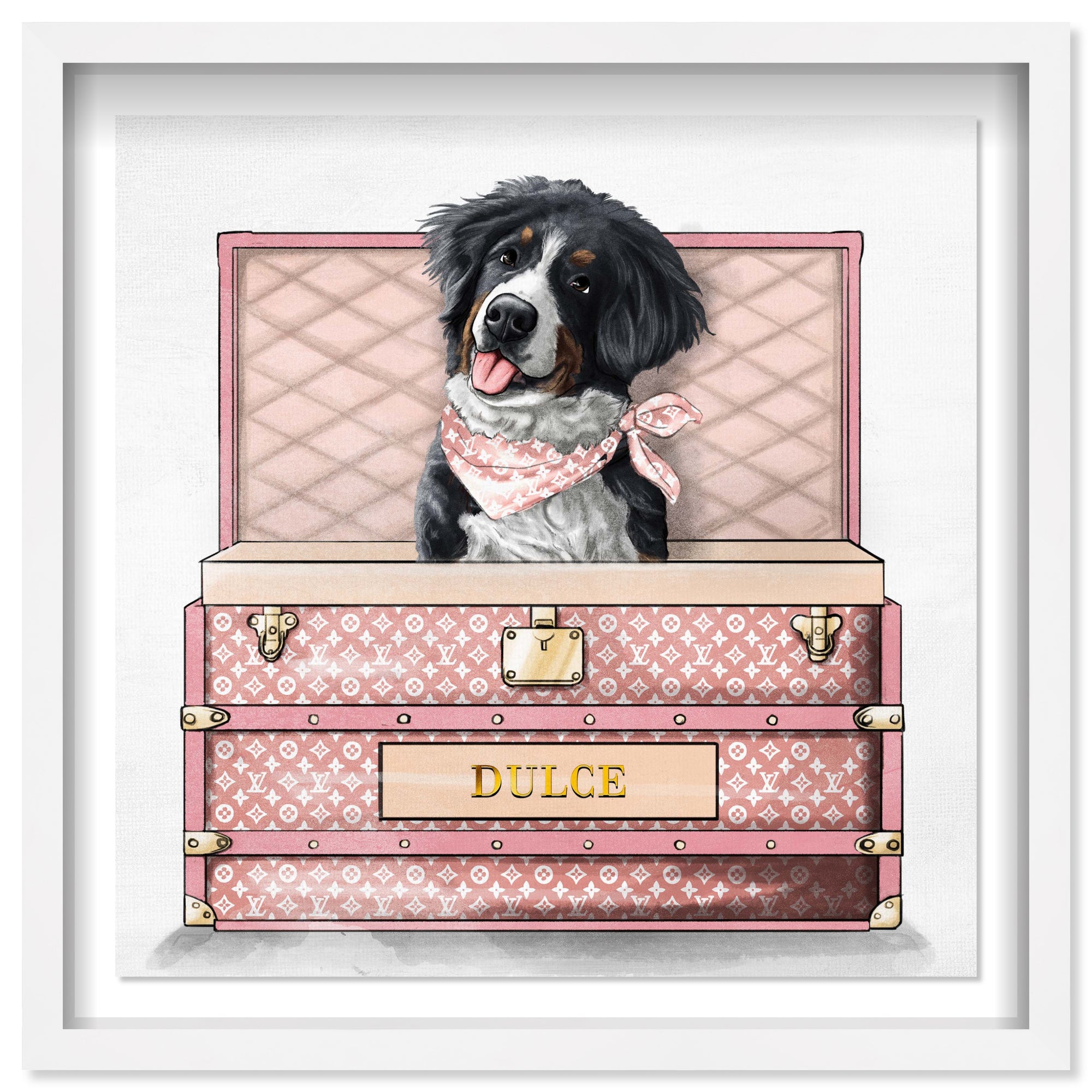 Pink Luxury Trunk - Custom Pet Portrait