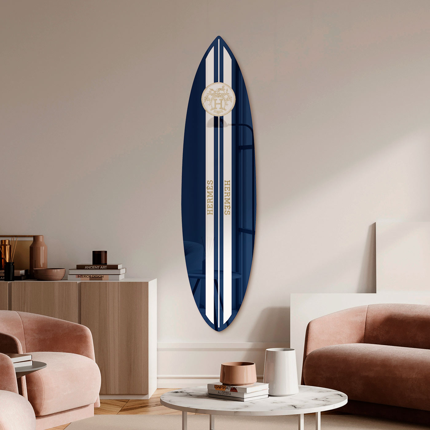 French Surfboard Navy | Fashion and Glam Wall Art by The Oliver Gal