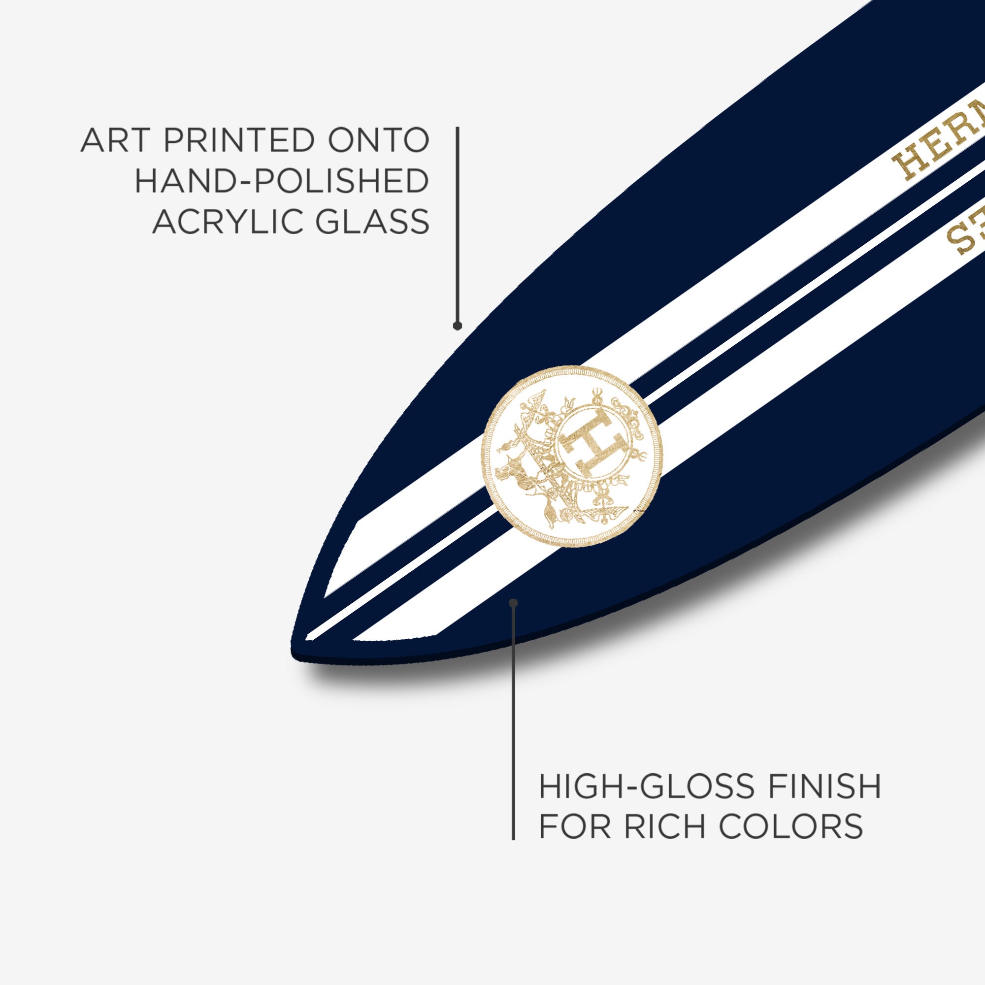 French Surfboard Navy | Fashion and Glam Wall Art by The Oliver Gal