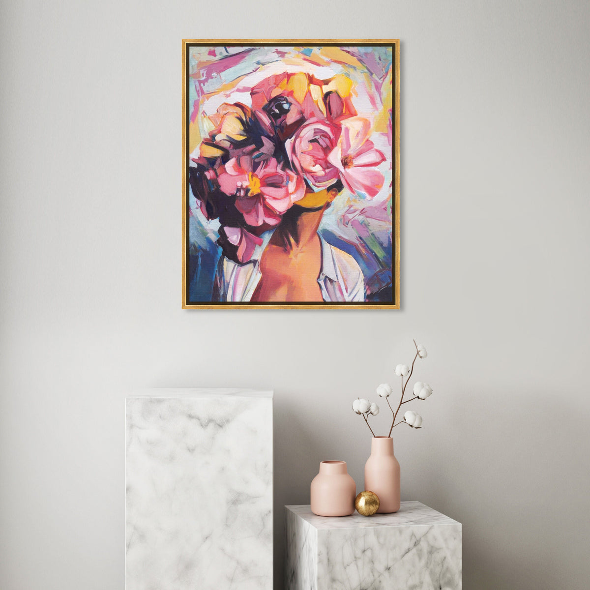 Lady with flowers | Floral and Botanical Wall Art by The Oliver Gal