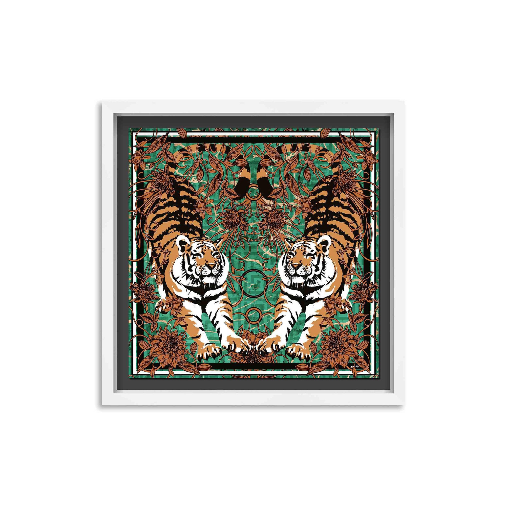 Emerald Tiger Pair - Displayed in a Shadowbox