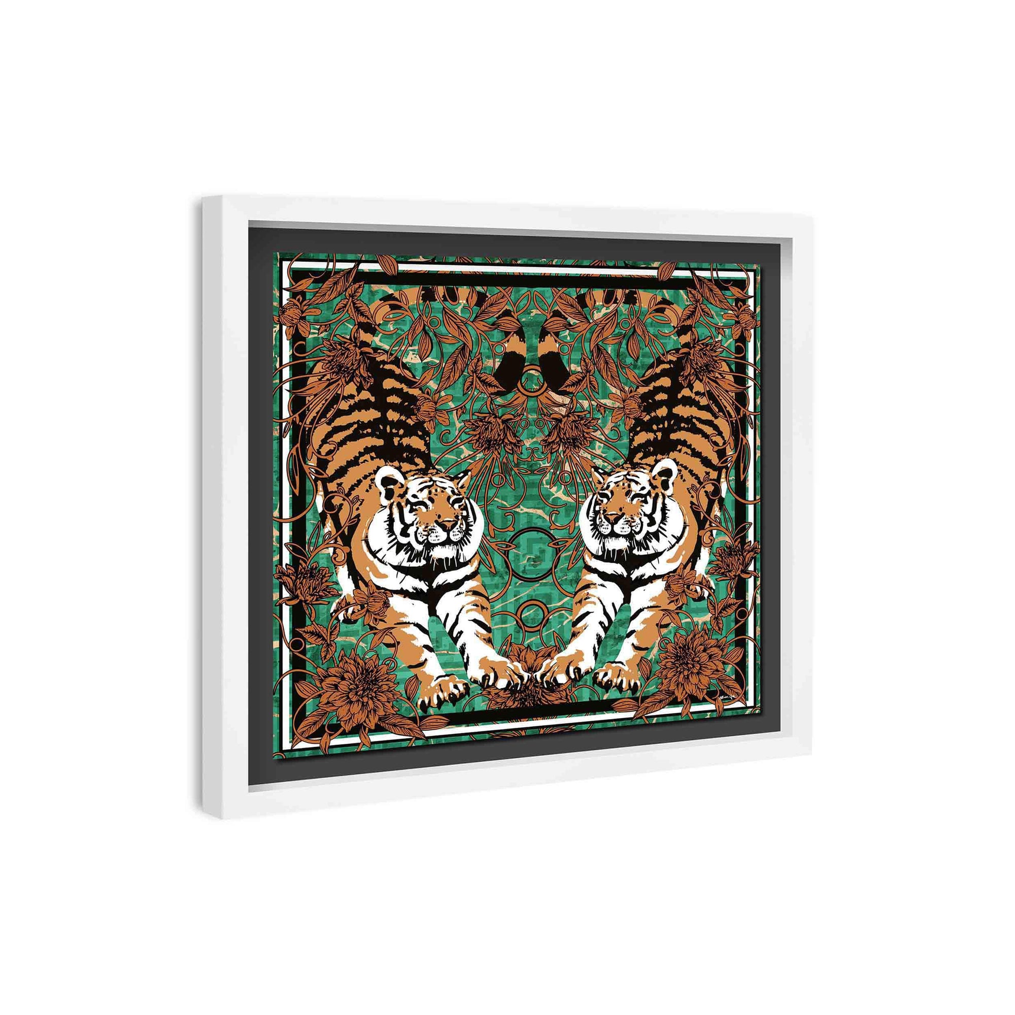 Emerald Tiger Pair - Displayed in a Shadowbox