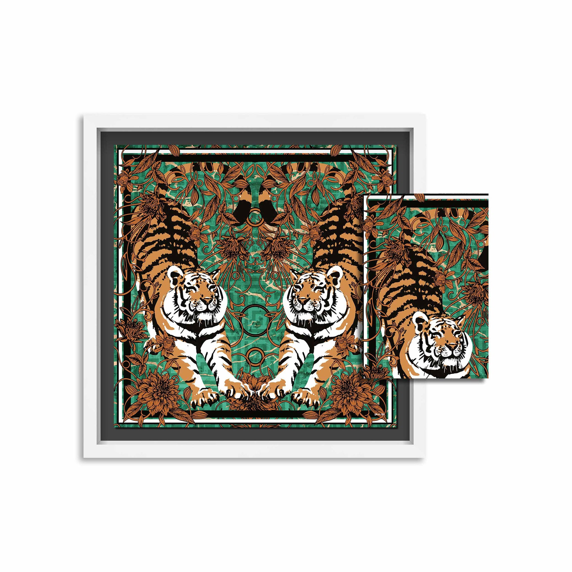 Emerald Tiger Pair - Displayed in a Shadowbox