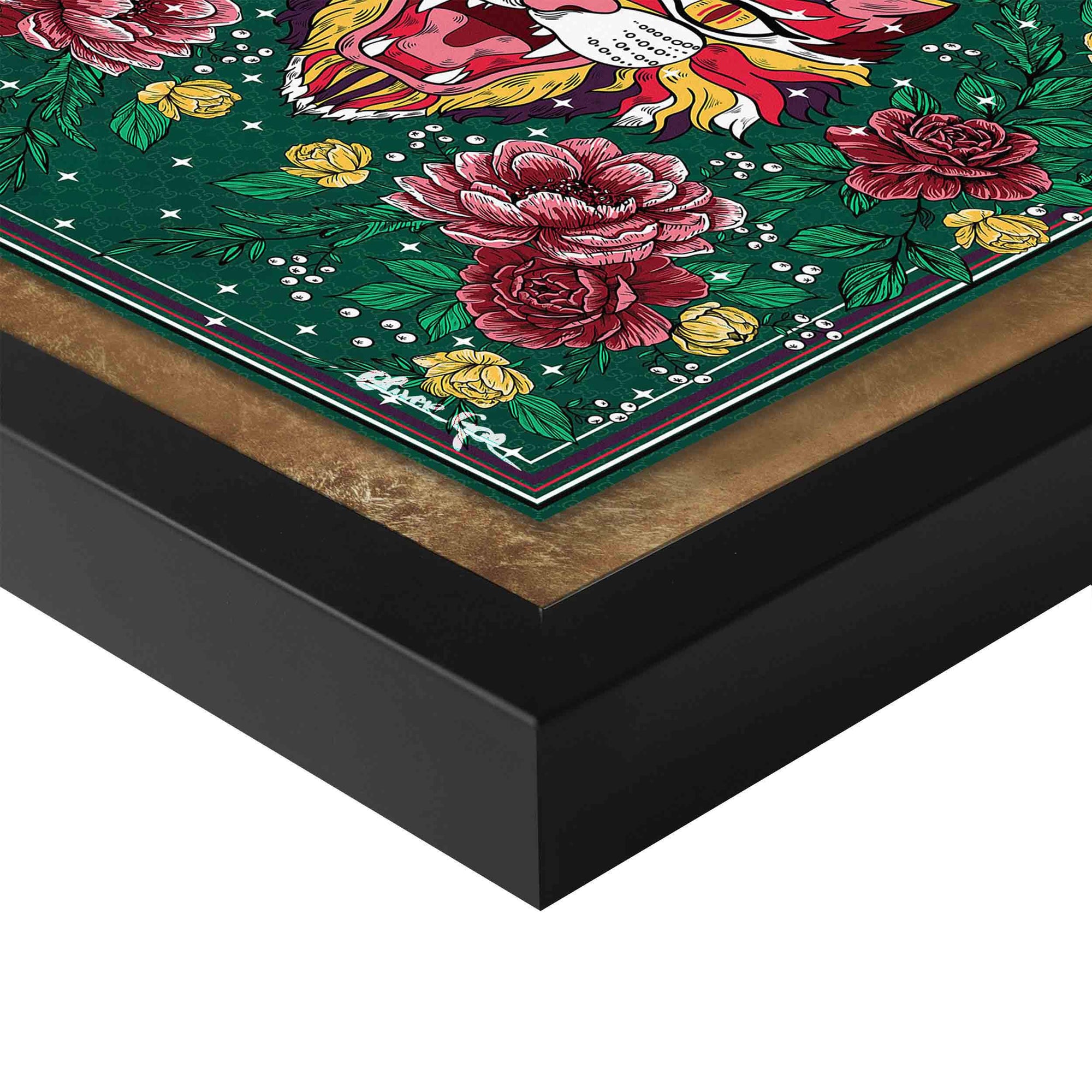 Floral Feline Roses - Displayed in a Shadowbox