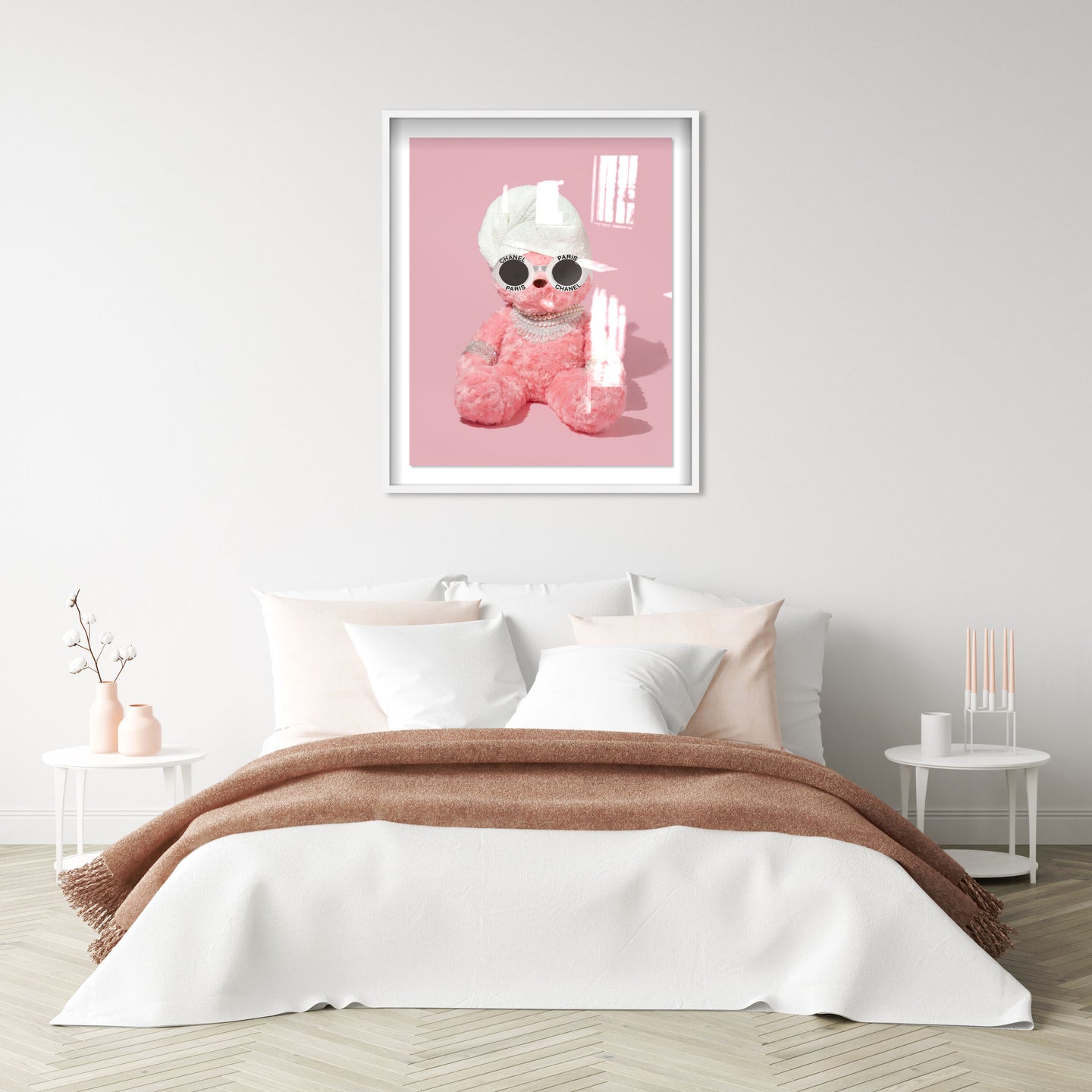 Teddy The Bae Pink - Displayed in a shadowbox