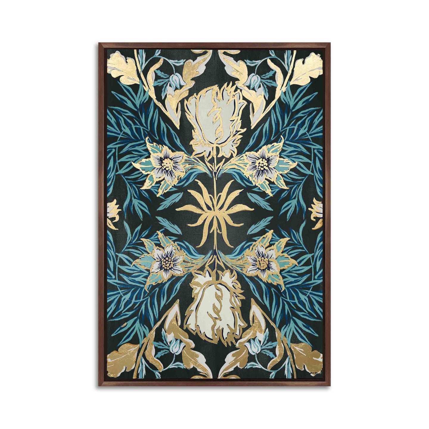 Four Equal Parts Floral - With Hand-Applied Gold Leaf