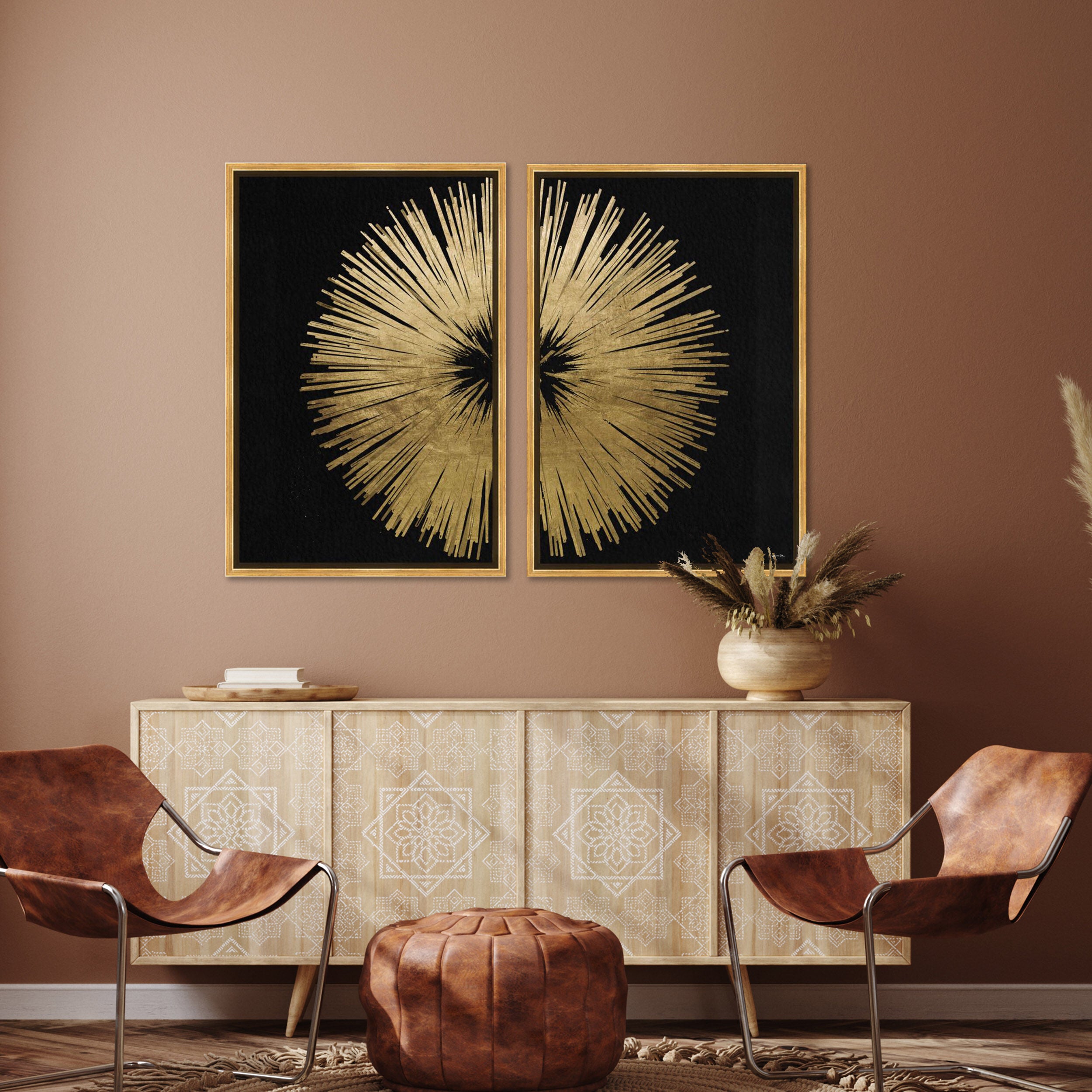 Sunburst Golden Night DIPTYCH | Wall Art by The Oliver Gal