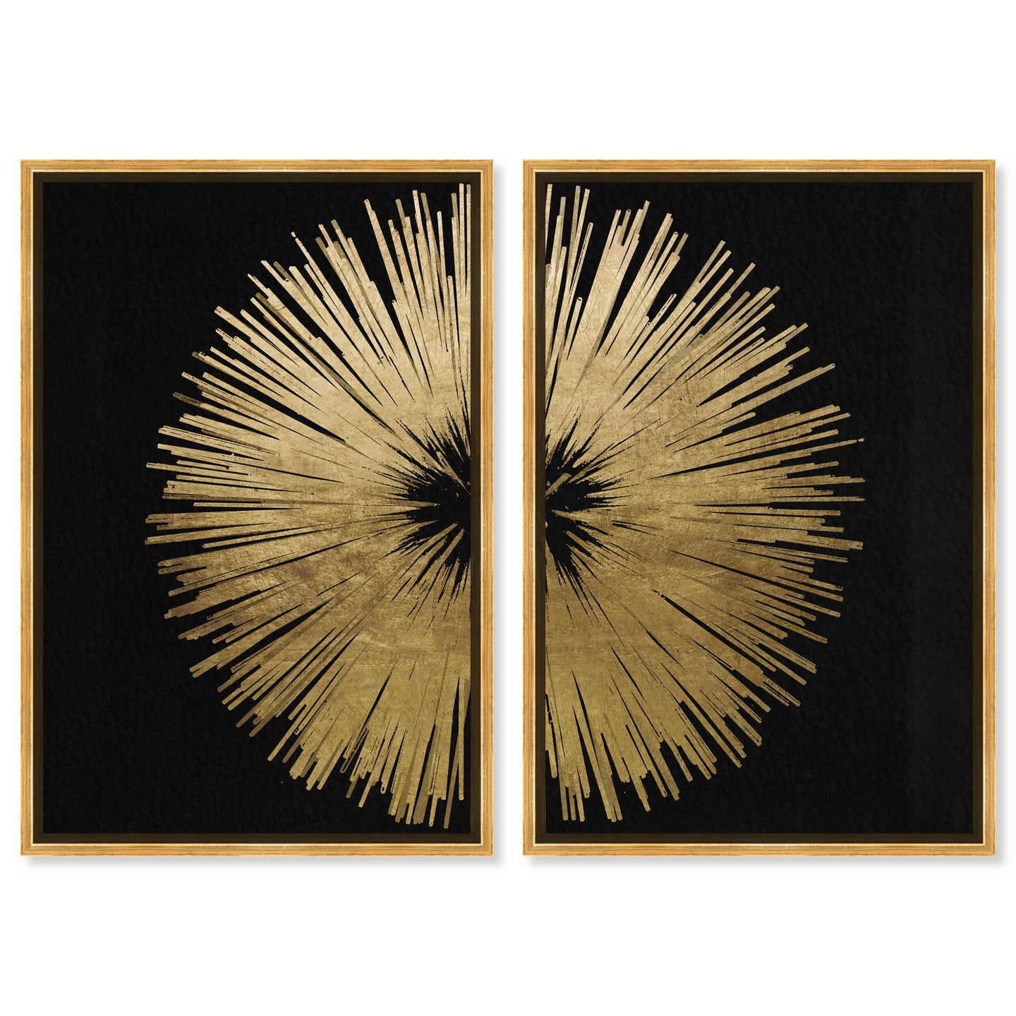 Sunburst Golden Night DIPTYCH - Displayed in a Floating Frame